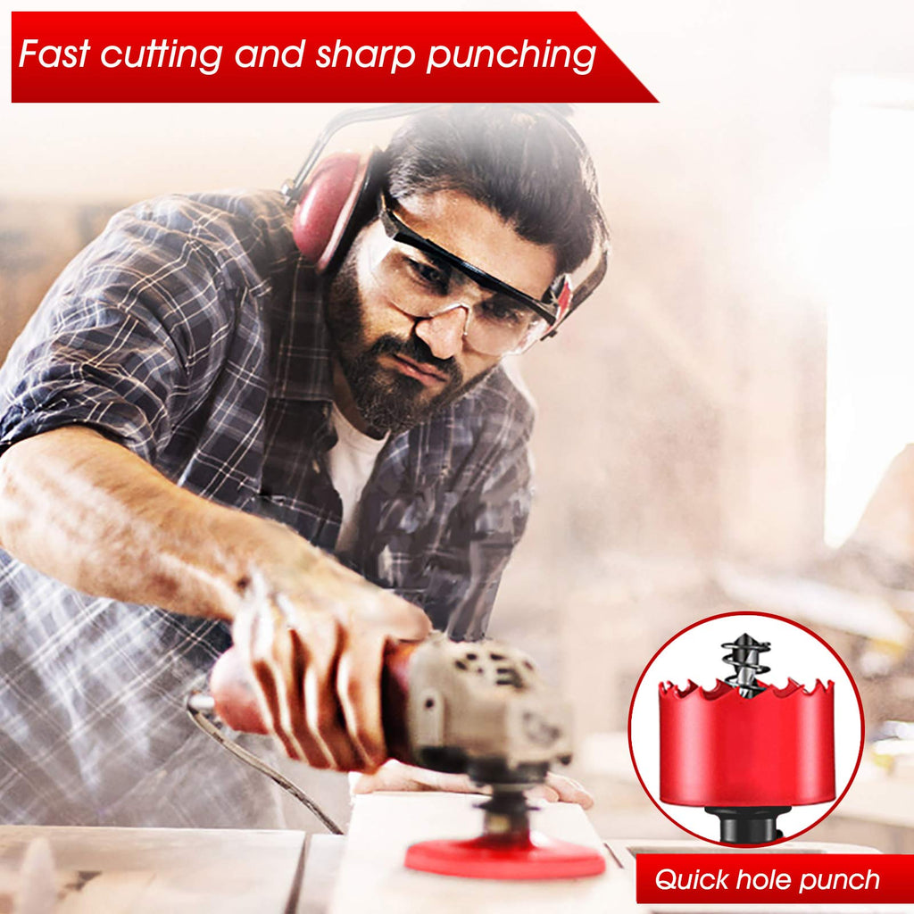 Hole Saw 6-1/8 inch in Diameter, 155mm HSS Bi-Metal Hole Cutter with Center Bit for Cutting Wood, Plastic, Plasterboard and Soft Metal Sheet