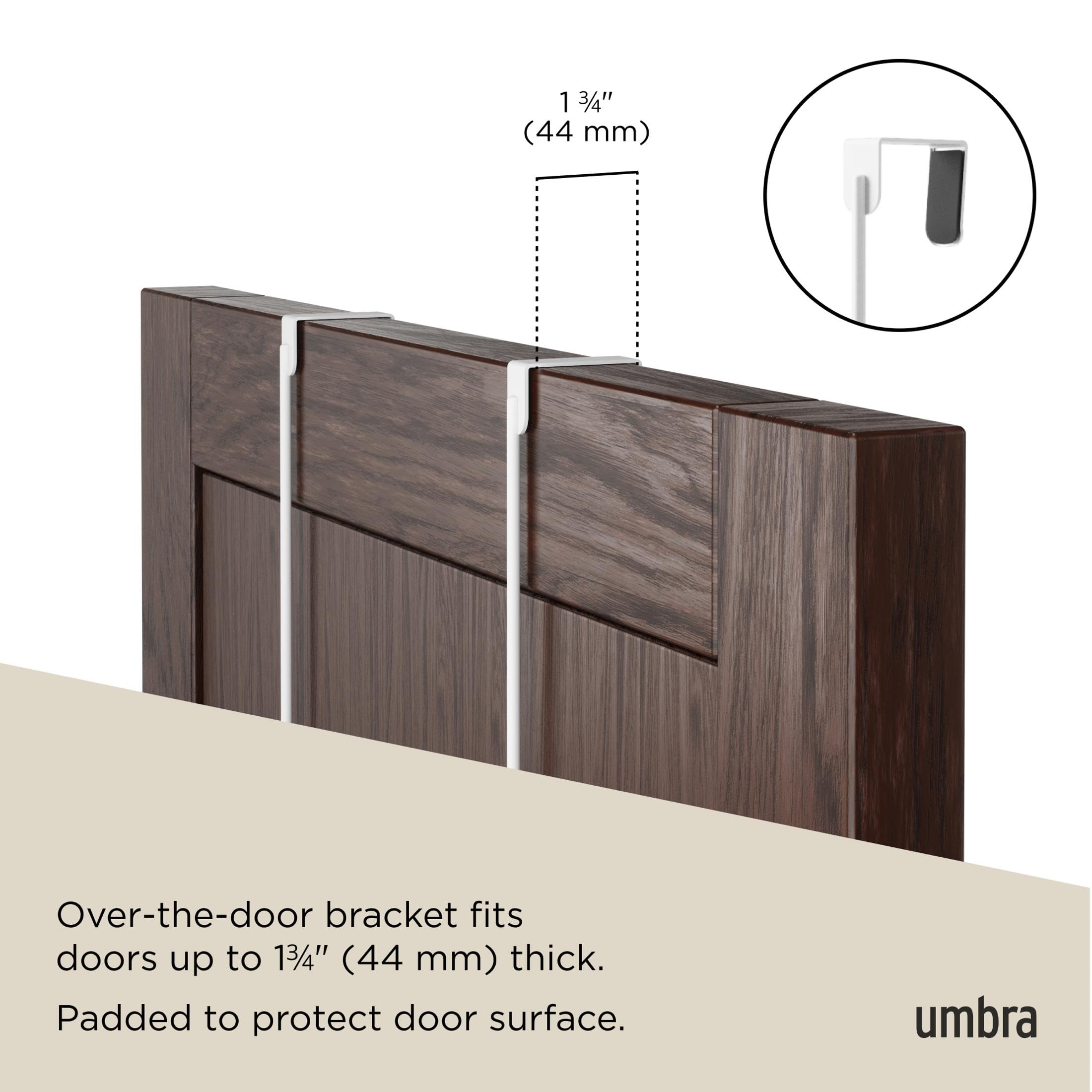 Umbra Estique Over The Door Coat Rack & Multi-Use Organizer, for Coats, Bags, Hats & More, White/Natural