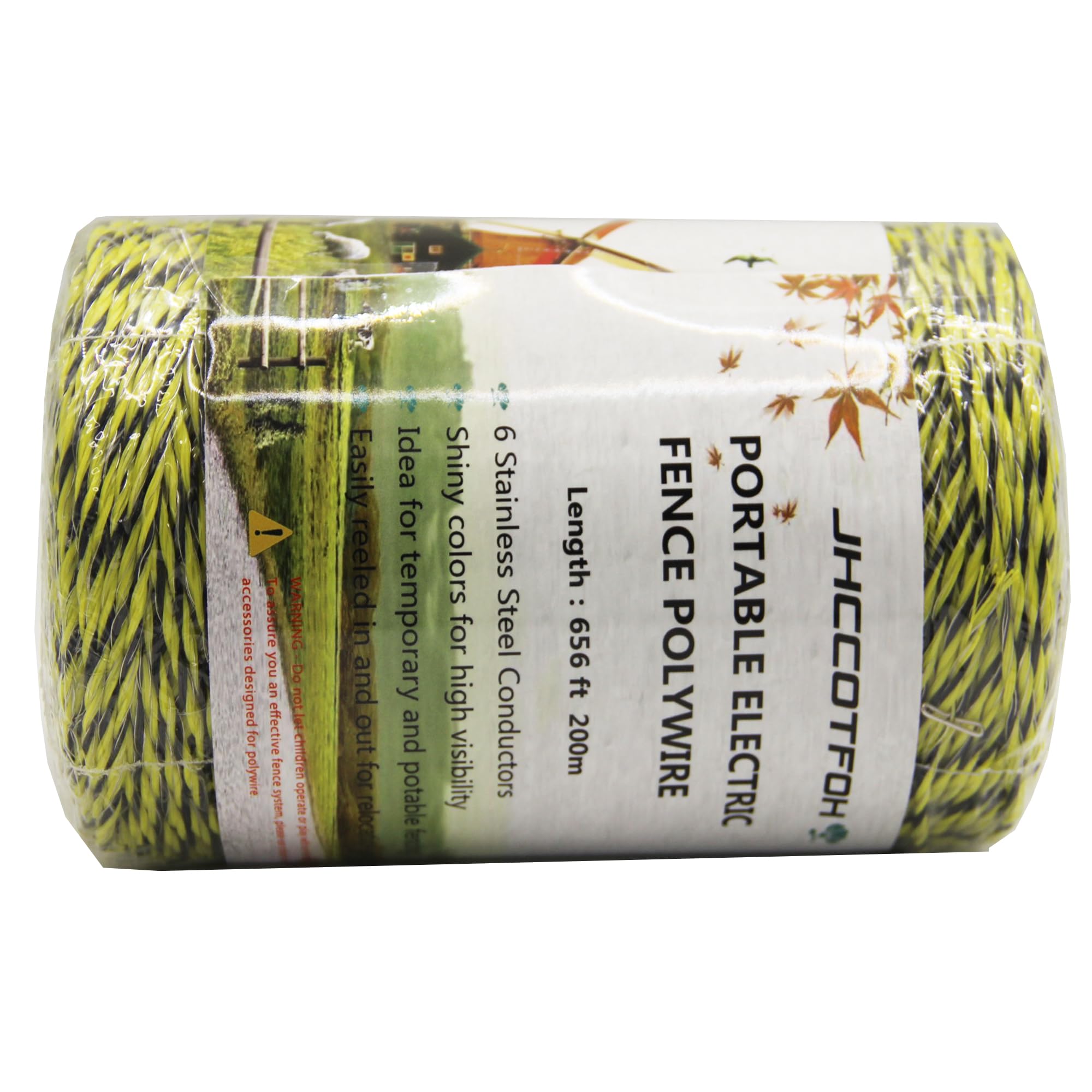 Electric Fence Polywire 656 Feet，200 Meters 6 Conductors Portable Electric-Fence Rope for Reliable Conductivity and Rust Resistance