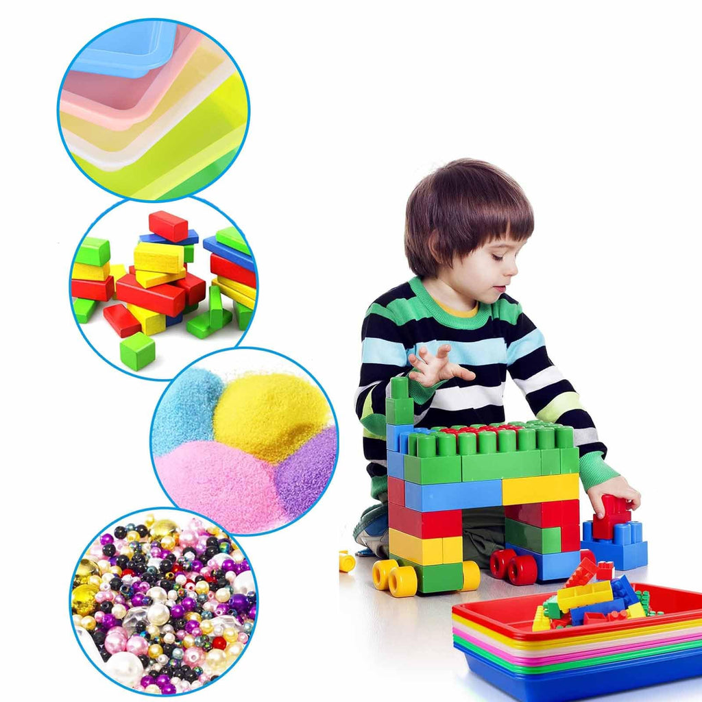 LinamHoz 12pc Plastic Activity Tray, Craft Tray - 8.58 * 6.1in (21.8 * 15.5CM) for DIY Projects, Painting, Beads