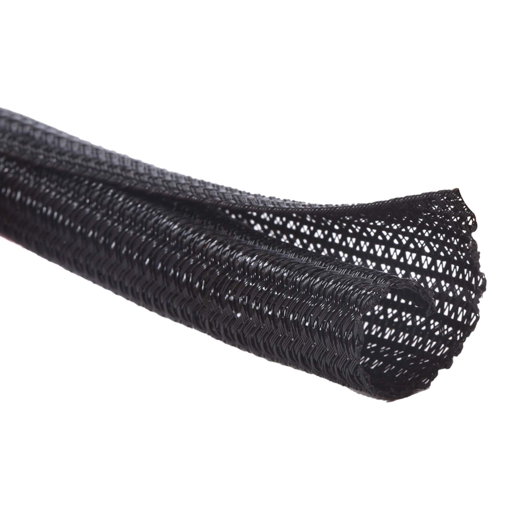 Alex Tech 25ft - 1/2 inch Cord Protector Wire Loom Tubing Cable Sleeve Split Sleeving For USB Cable Power Cord Audio Video Cable – Protect Cat From Chewing Cords - Black