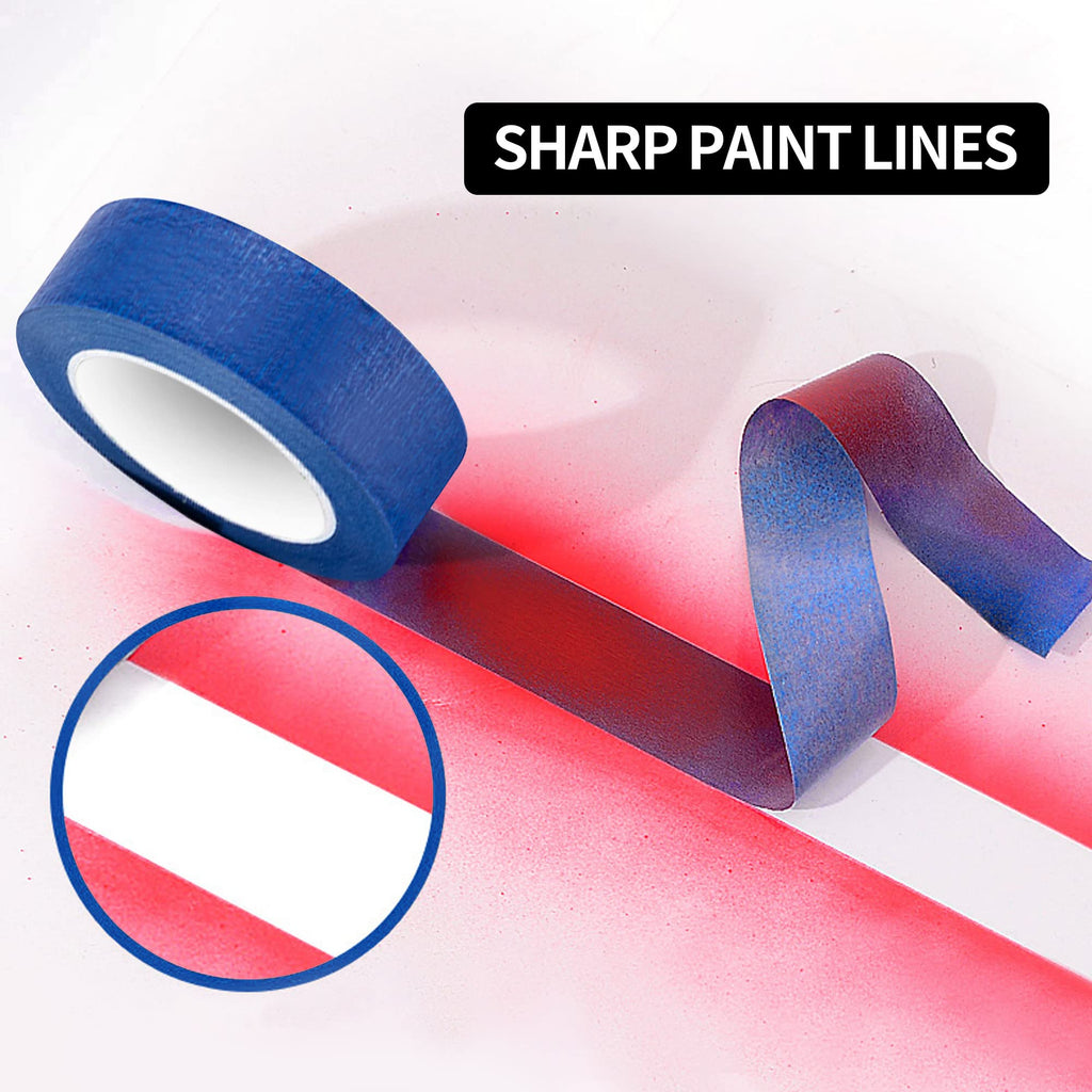 TAPEBEAR Blue Masking Tape, Painters Tape 36mm x 55m, UV Anti Residue Free Blue Tape, Wall Painting Masking Tape with Sharp Lines for Painting,Paint Tape, Outdoor 1.41 inch x 60 Yard, 6Rolls