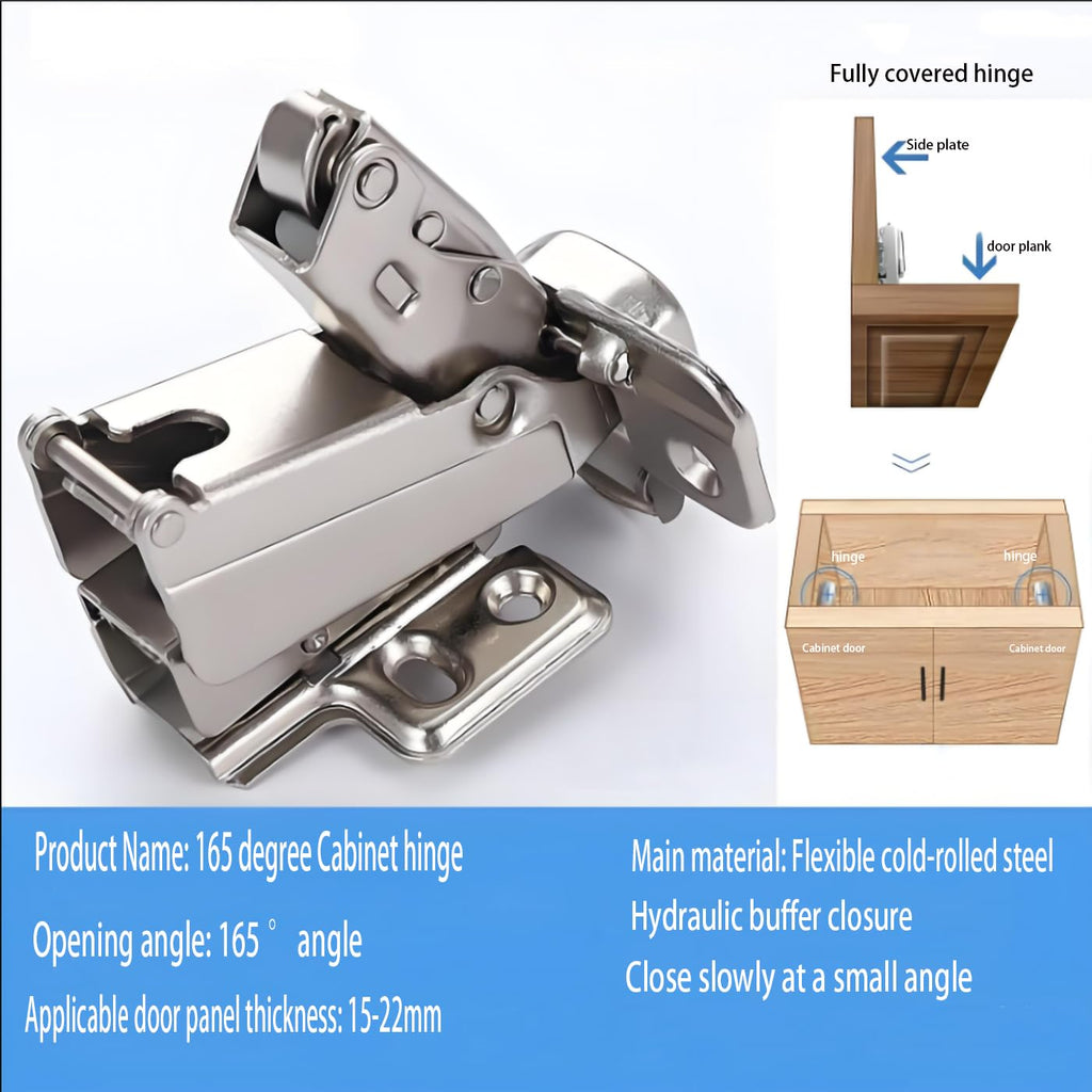 YUEZIYE-165 Degree Hidden Frameless Kitchen Cabinet Soft Close Hinge Very Suitable for Installing Fully Covered cabinets/Cabinet Folding/Corner Cabinet Folding, Wardrobe Doors, etc. (2 Packs)