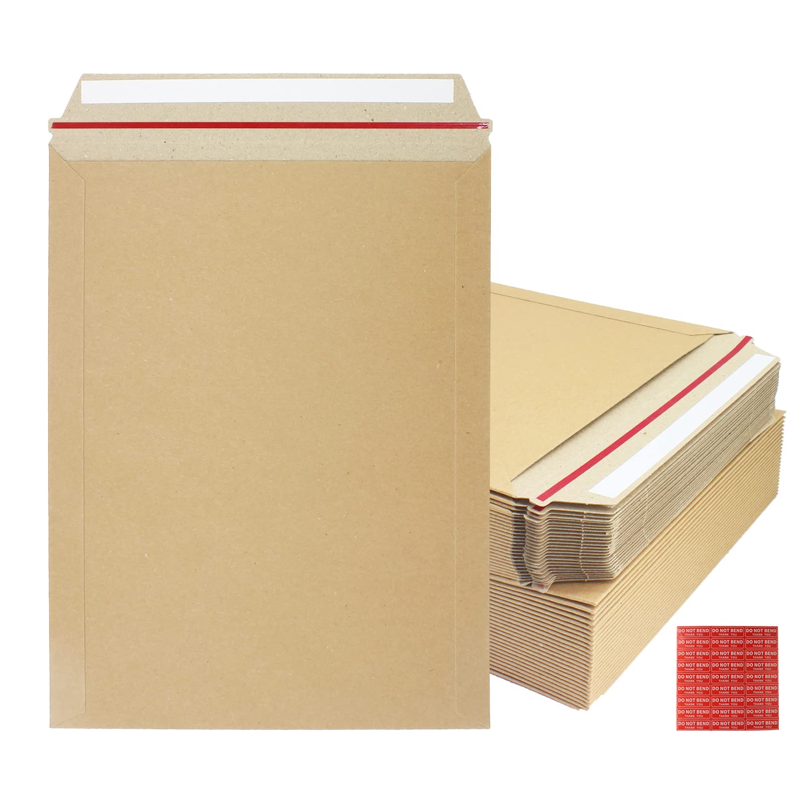zmybcpack 50 Pack 9X12 inch Self Seal Rigid Mailer, Photo Document Mailers Stay Flat Kraft Cardboard Envelopes Photography Rigid Mailers for CD, Photos, Document (Kraft Brown)
