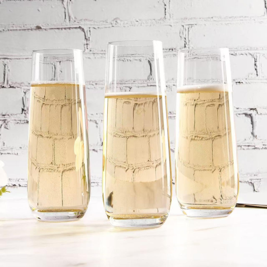 UMI UMIZILI Champagne Glasses Set of 12, Stemless Champagne Fltute with Mordern Shape, Sparkling Bubble Wine Glasses for Party Bar Resturant Clear, Dishwasher safe