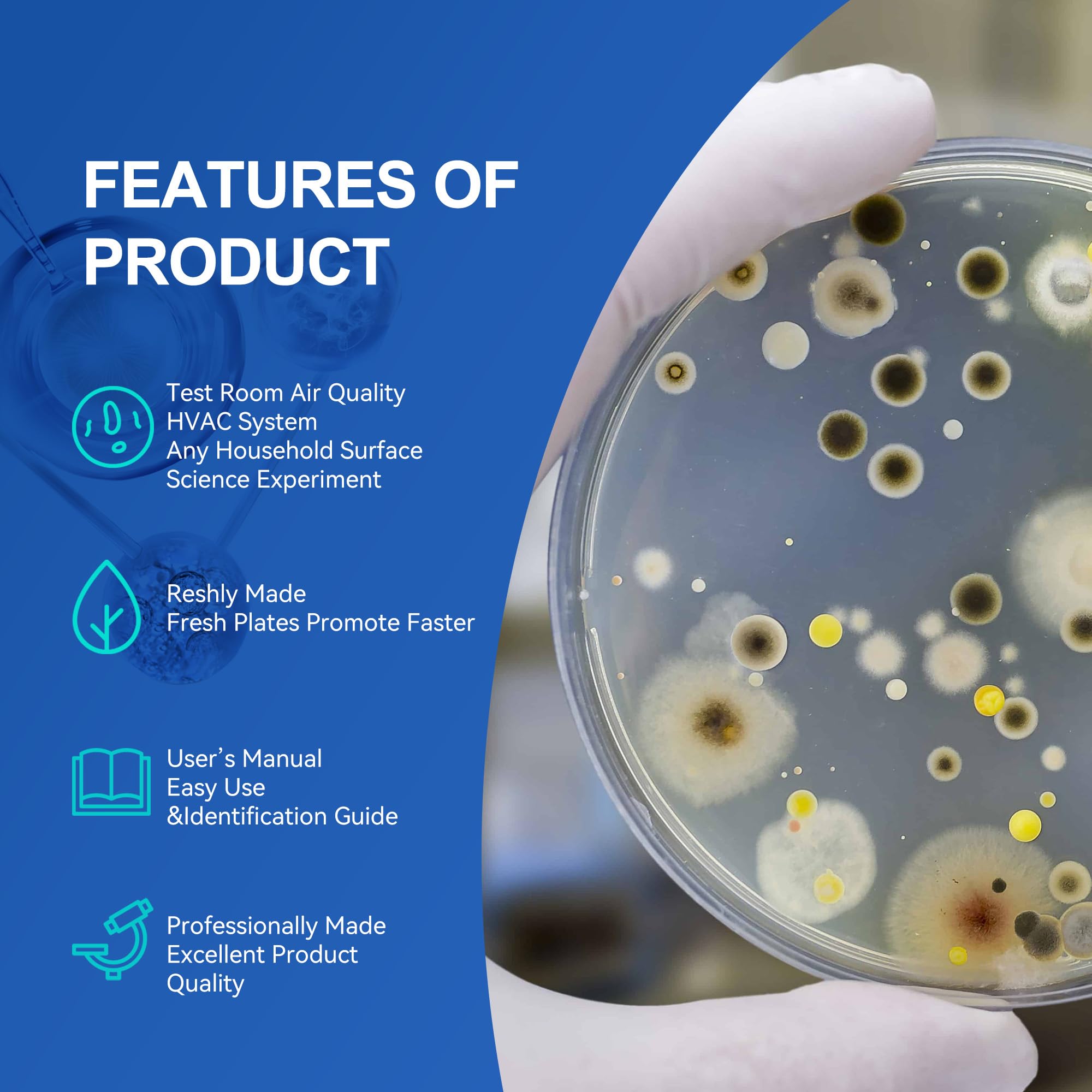 Nutrient Agar Petri Dishes Science Project Kit | Pre-Poured Agar Plates and Cotton Swabs for Science Experiments | Bacteria Science Kit - Sealed Separately