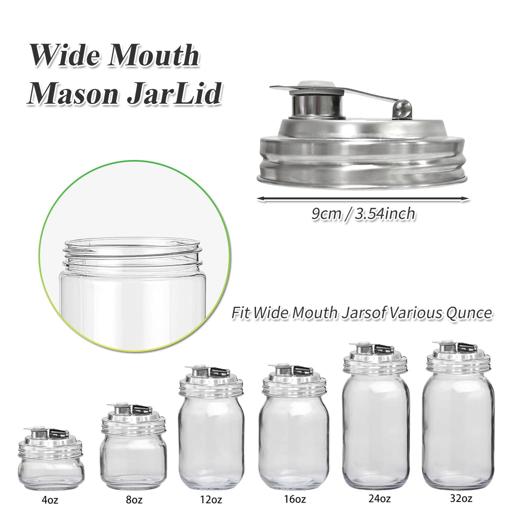 2PCS Mason Jar Pour Spout Lid Stainless Steel,Wide Mouth Pour Spout Flip Cap Lids for Mason Jars, Reusable Mason Jars Lid,Leak Proof Seal, for Drinking Salad Dressing & Food