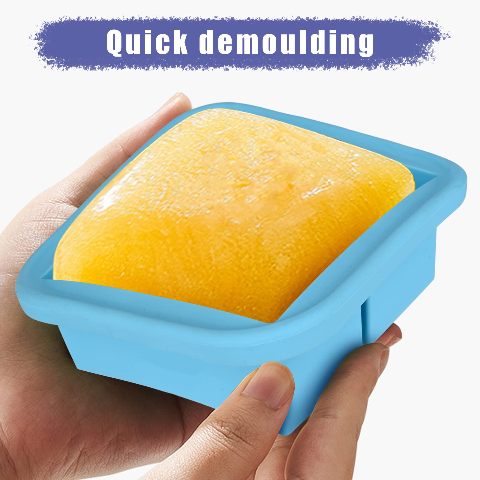 Kinggrand Kitchen 2 Cup Silicone Freezer Trays with Lid 4 Pack Silicone Freezer Molds soup freezer containers Make 4 Perfect Soups, Broths, Stews, Sauces, Curries