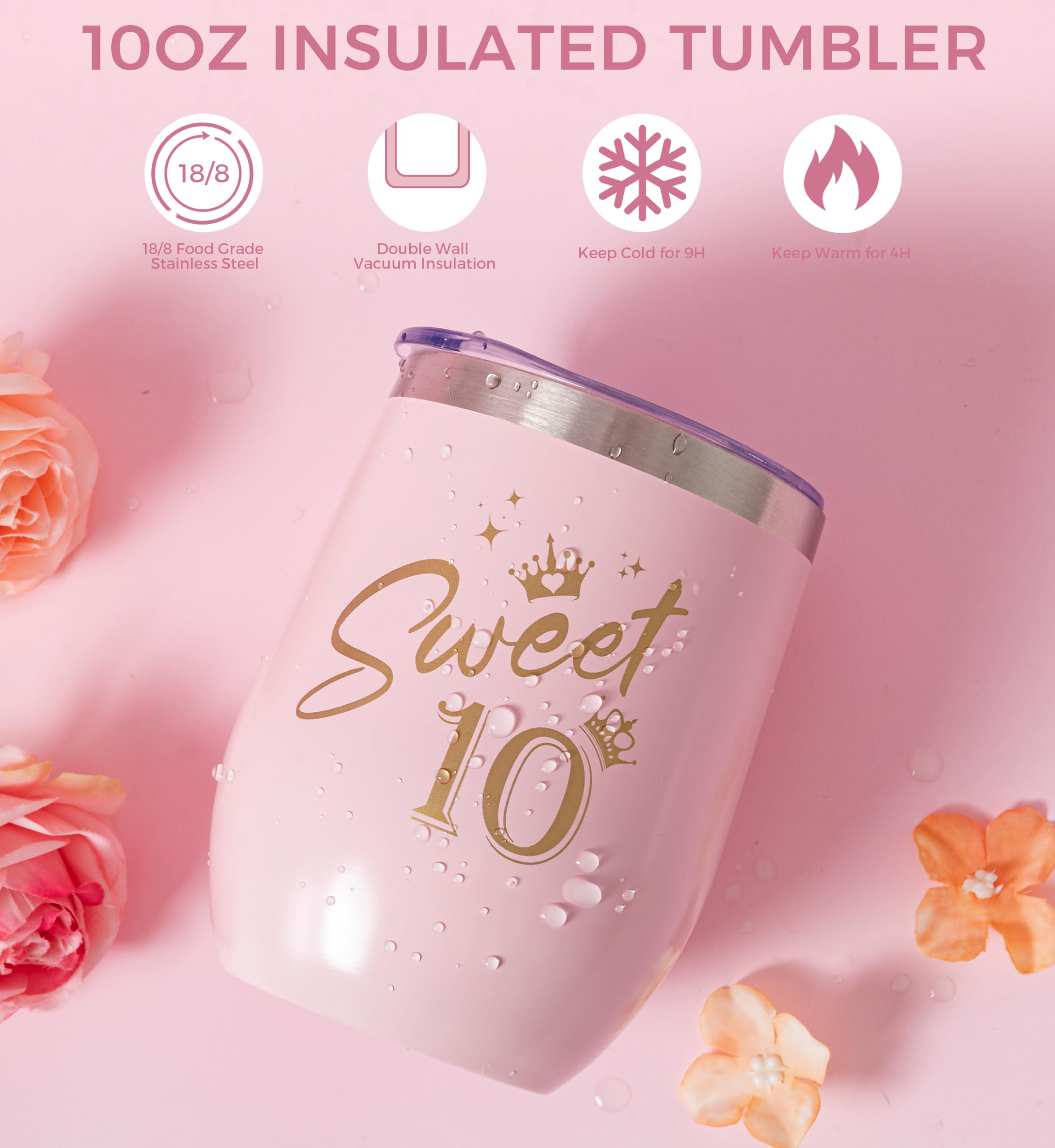 10th Birthday Gifts for Girls,Happy 10th Birthday Gift Ideas Set for Her,Cute Unique Turning to 10 Year Old BD Bdy Basket Presents Box for Niece,Best Friend, Sister, Daughter,Bestie