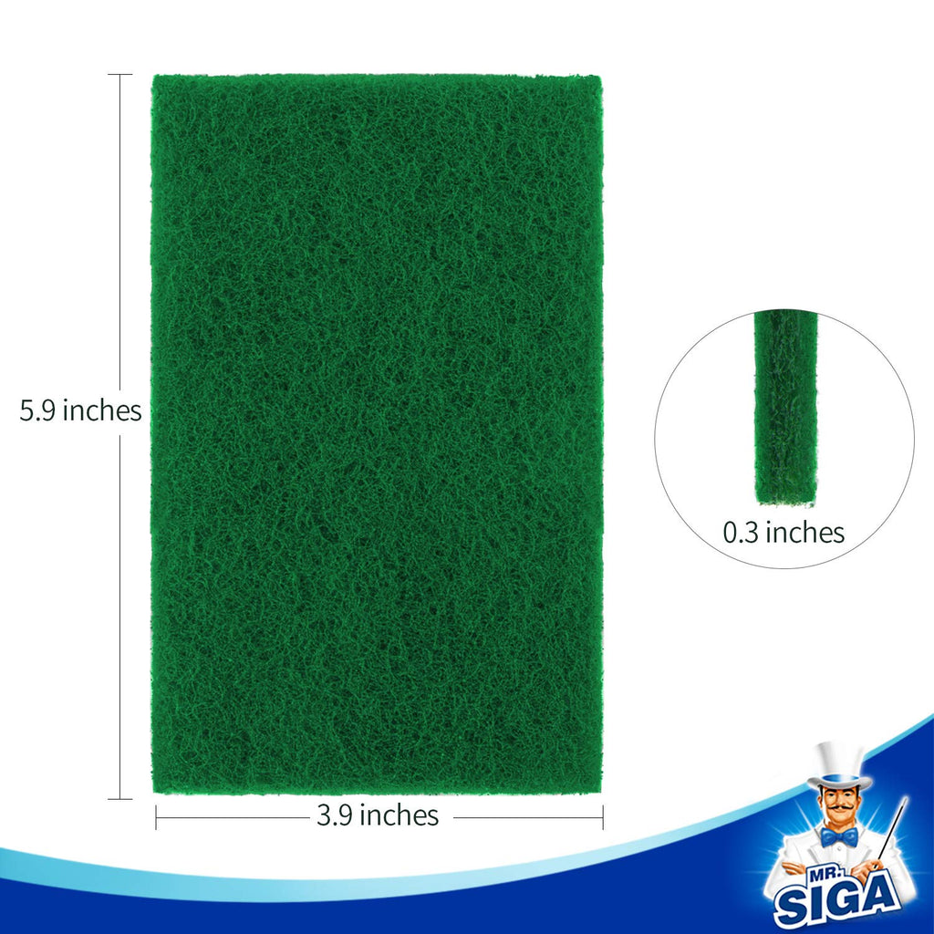 MR.SIGA Heavy Duty Scouring Pads, Household Scrubber for Kitchen, Sink, Dish, 24-Pack, 3.9 x 5.9 inch (10 x 15 cm), Green