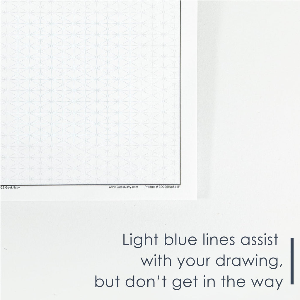 Isometric Graph Paper Pad, 50 Sheets, 0.25" Grid, for Professionals, Students, and Enthusiasts by GeekNavy (11" X 17" Landscape, 1-Pack)