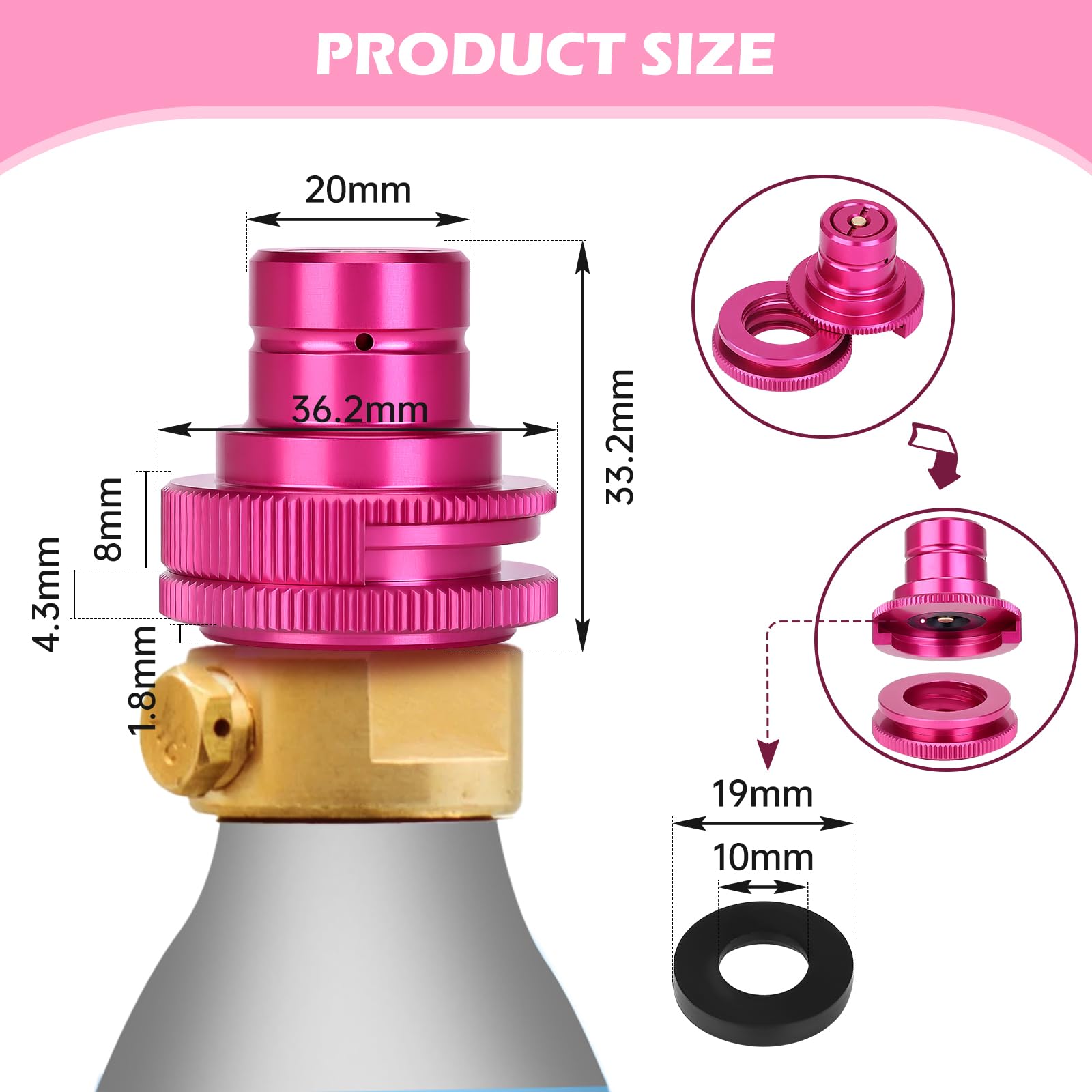 HK Quick Adapter for CO2 Soda, Water Bubbler for Terra/Art/Duo Sparkling Water Maker, Connecting Original Blue CO2 Cylinder with TR21-4 Male Thread