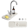 MOODKEY Kitchen Sink Splash Guard Sponge Holder for Kitchen Sink Silicone Faucet Handle Drip Catcher Tray Sink Protector for Kitchen Sink Faucet Mat Fits the Faucet Tube within 2.5"(Off-white, 17.7'')