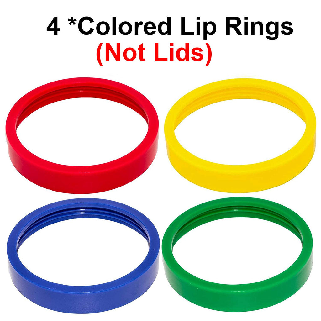 16oz Cups Compatible with Original Magic Bullet Blender Juicer 250W MB-1001 Party Cups Mugs with Colored Lip Rings,No Lids(Pack of 4)