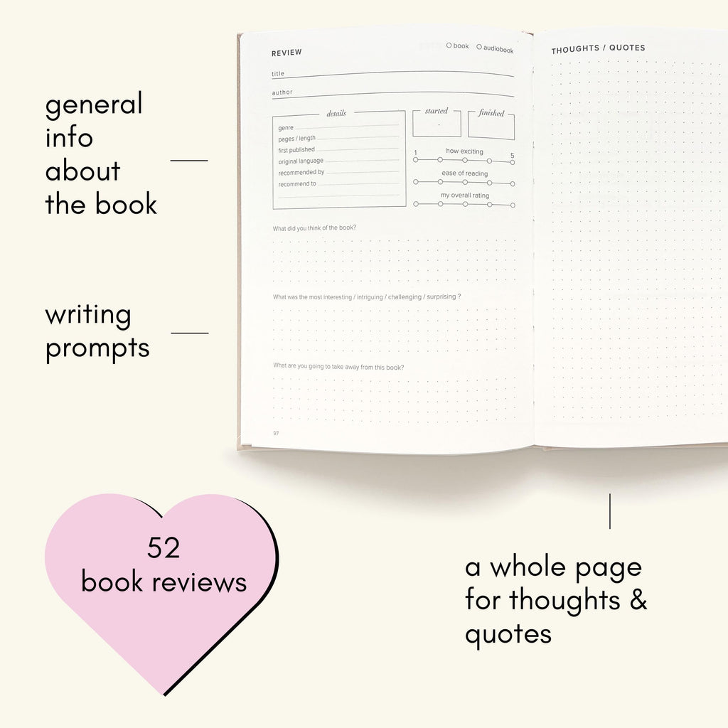 Reading Journal - 52 reviews. Review and Track Your Reading. Book Journal for Book Lovers & Readers. Blue