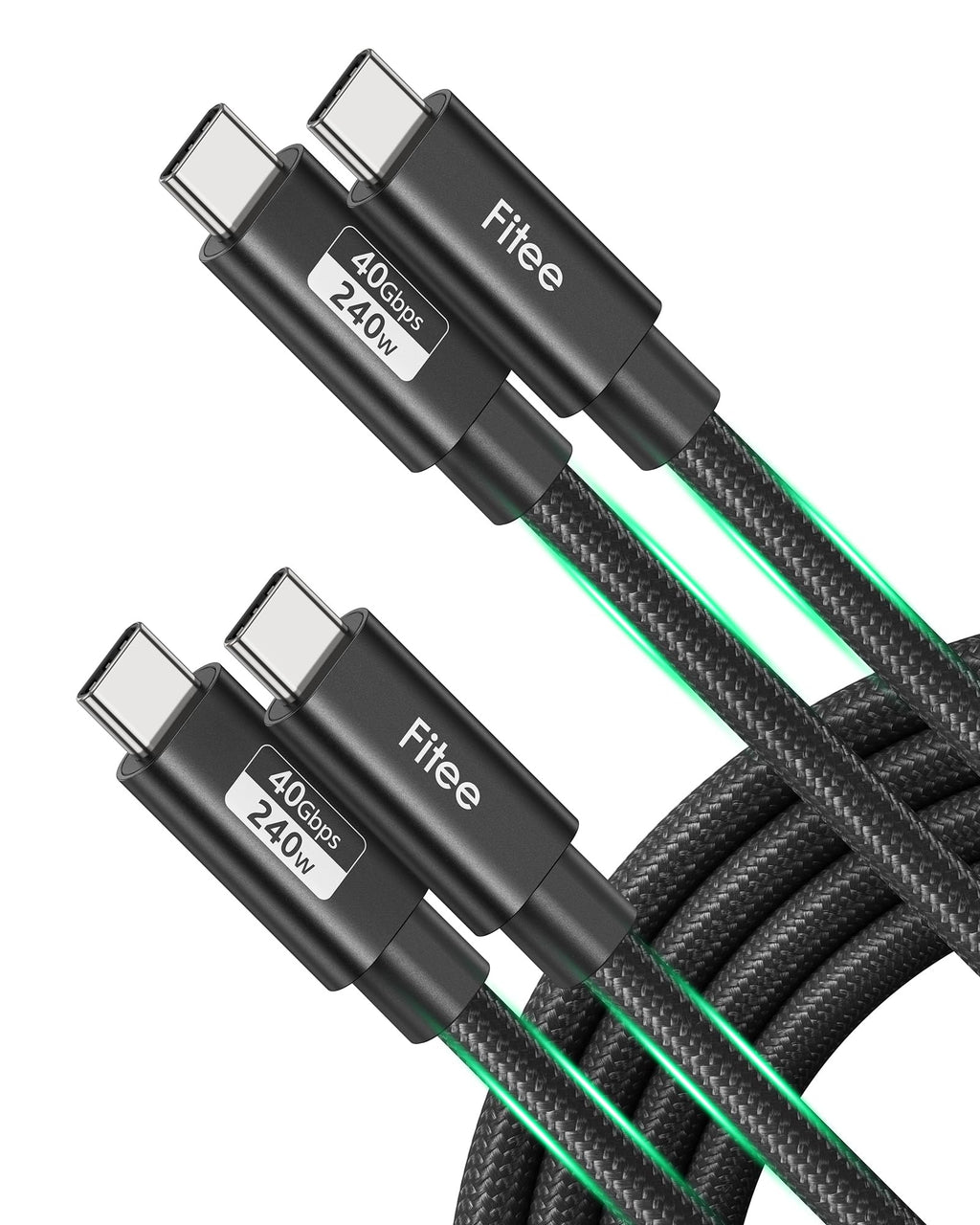 Fitee USB4 Cable for Thunderbolt 4 Cable [2 Pack 3FT], 40Gbps USB C Data Transfer Cable [8K/6K/5K@60Hz 4K@144Hz], PD3.1 240W Charging for iPhone 17, MacBook Pro, PSSD, Display, Docking, Monitor