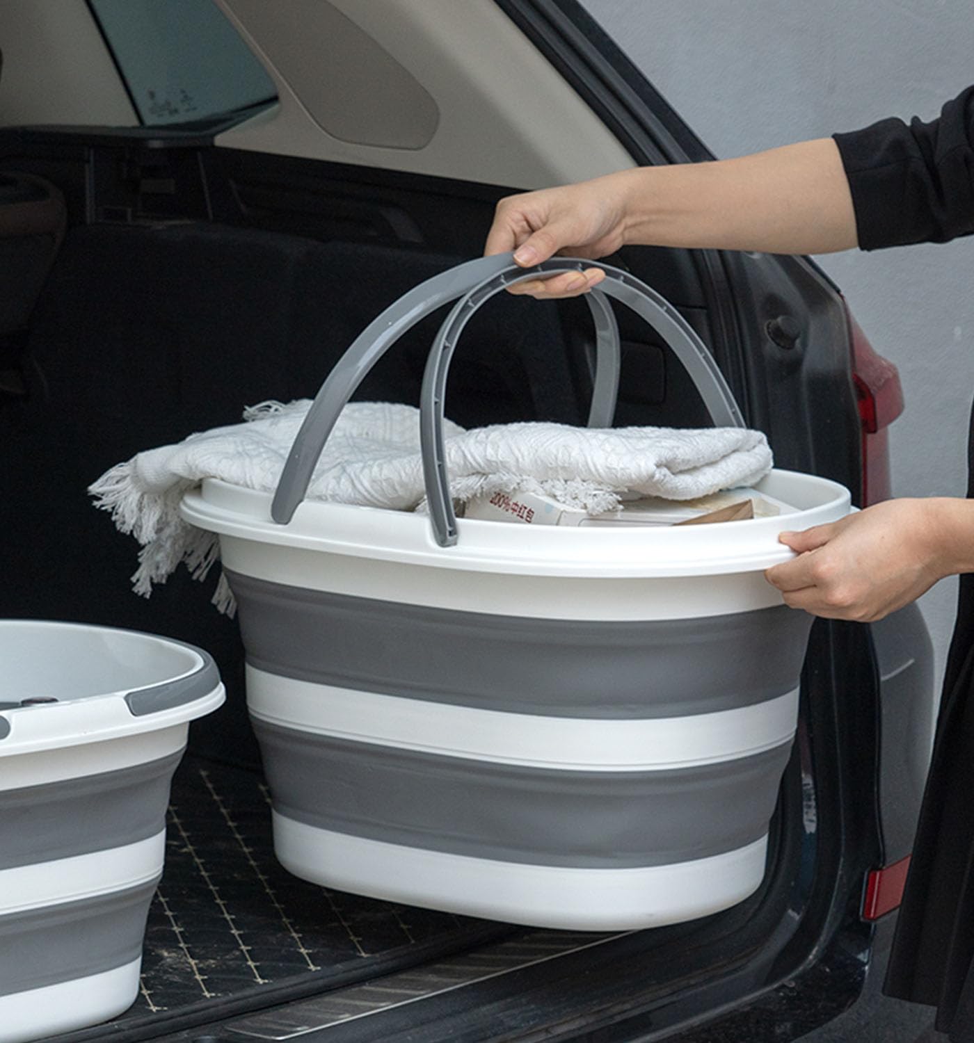 Zonopy 16L Collapsible Mop Bucket with Handles - Space Saving Foldable Silicone Tub for Cleaning, Laundry, Storage - Portable Wash Basin for Home & Car - 4.2 Gallon Compact Utility Bucket