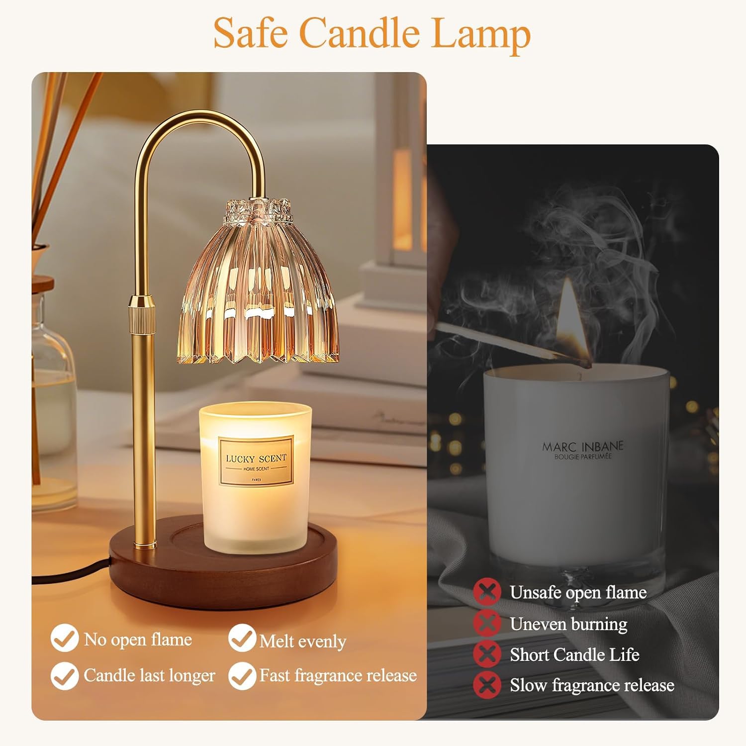 YudouTech Candle Warmer Lamp, Adjustable Height Electric Candle Warmer Lamp with Timer and Dimmer Stylish Design for New Home Office Modern Décor Gifts