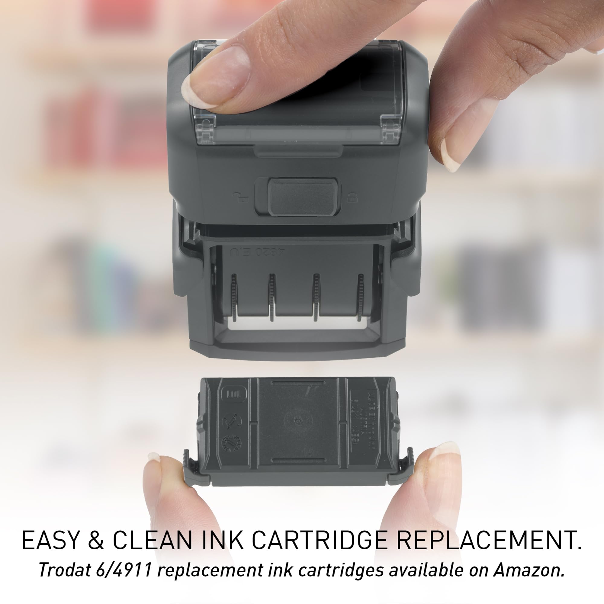 Trodat 4820 Printy 4.0, Self-Inking Date Stamp for Professional, Classroom and Personal Applications, .95 x 3.2cm, an Eco-Friendly and CO2 Compensated date stamper (Black)