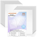 AKONEGE 100 Pack No Holes Sheet Protectors, 8.5 x 11 Inch Letter Size, Polypropylene (PP), Top Loading, Heavyweight Plastic, Clear View, Document & Artwork Protectors