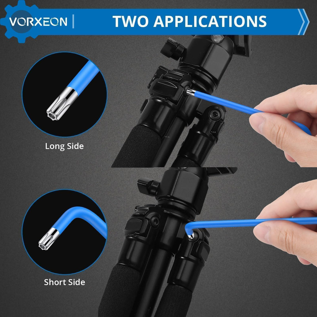 VORXEON Star Torx Wrench Key Set T10-T50 Torx Wrench, Metric Long Arm Star Key Set L-Key with Visible Coding for Bike Motorcycle Repair Furniture Assembly Household DIY, 9-Piece Set