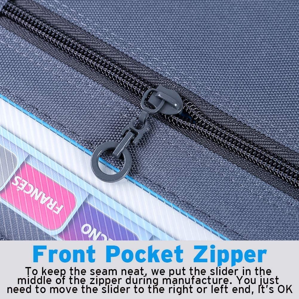 2 Pack A4 Letter Size Accordion File Organizer, 13 Pocket Expanding File Folder with Zipper Closure, Accordion File Folder Document Organizer Expanding Zip File Folder with Sticky Labels, Black