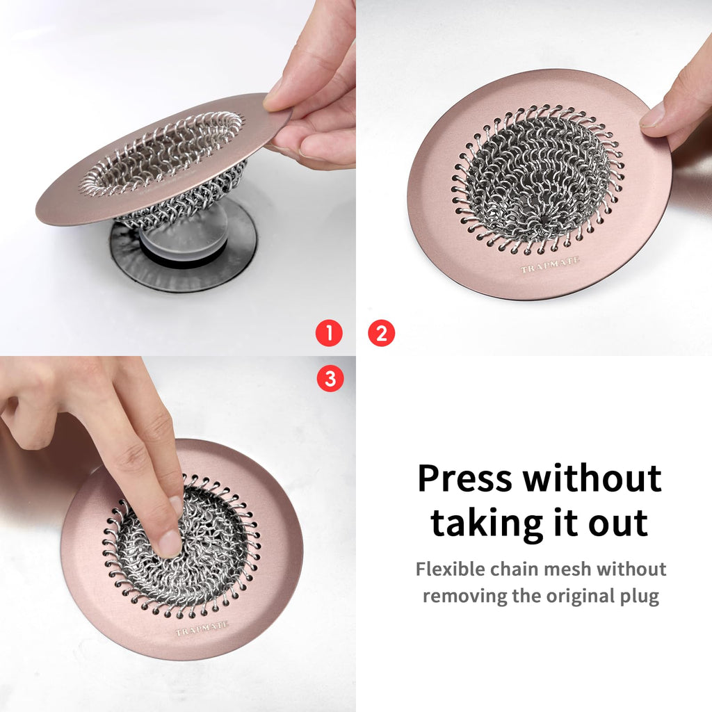 Shower Drain Hair Catcher, Easy Clean Bathtub Drain Hair Catcher, Anti-Slip Hair Catcher Shower Drain, Upgraded 304 Stainless Steel Tub Hair Catcher, Shower Drain Cover for Sink, Bathtub, Drain