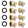 STYDDI Solid Brass 1/2-Inch Hose Repair Kit, Heavy Duty 1/2" Water Hose Ends Female and Male Replacement Connector with Clamps, Fit All 1/2-Inch Garden Hose, 4 Set