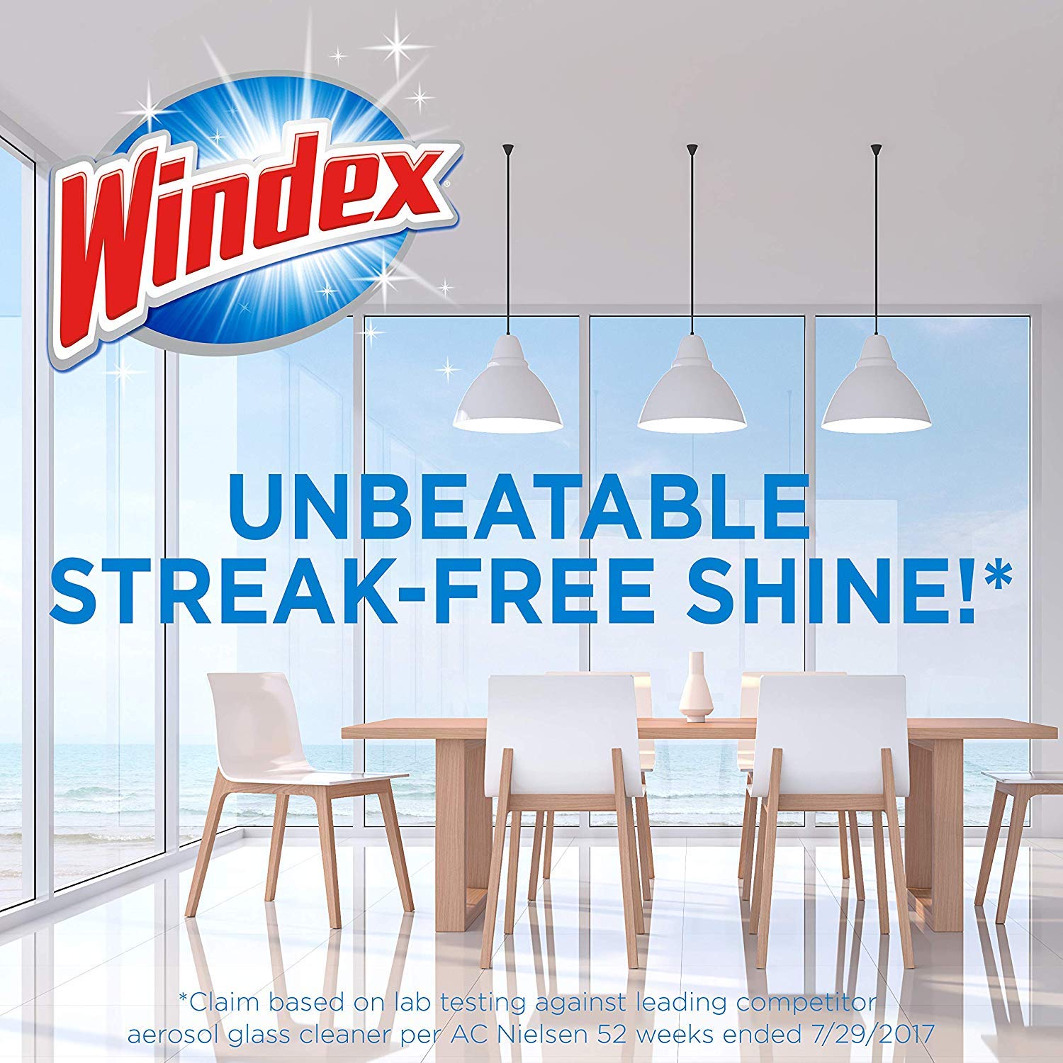 Windex Original Blue Glass and Window Cleaner, Removes Fingerprints, Smudges, and Smears, 765mL, (Pack of 3)