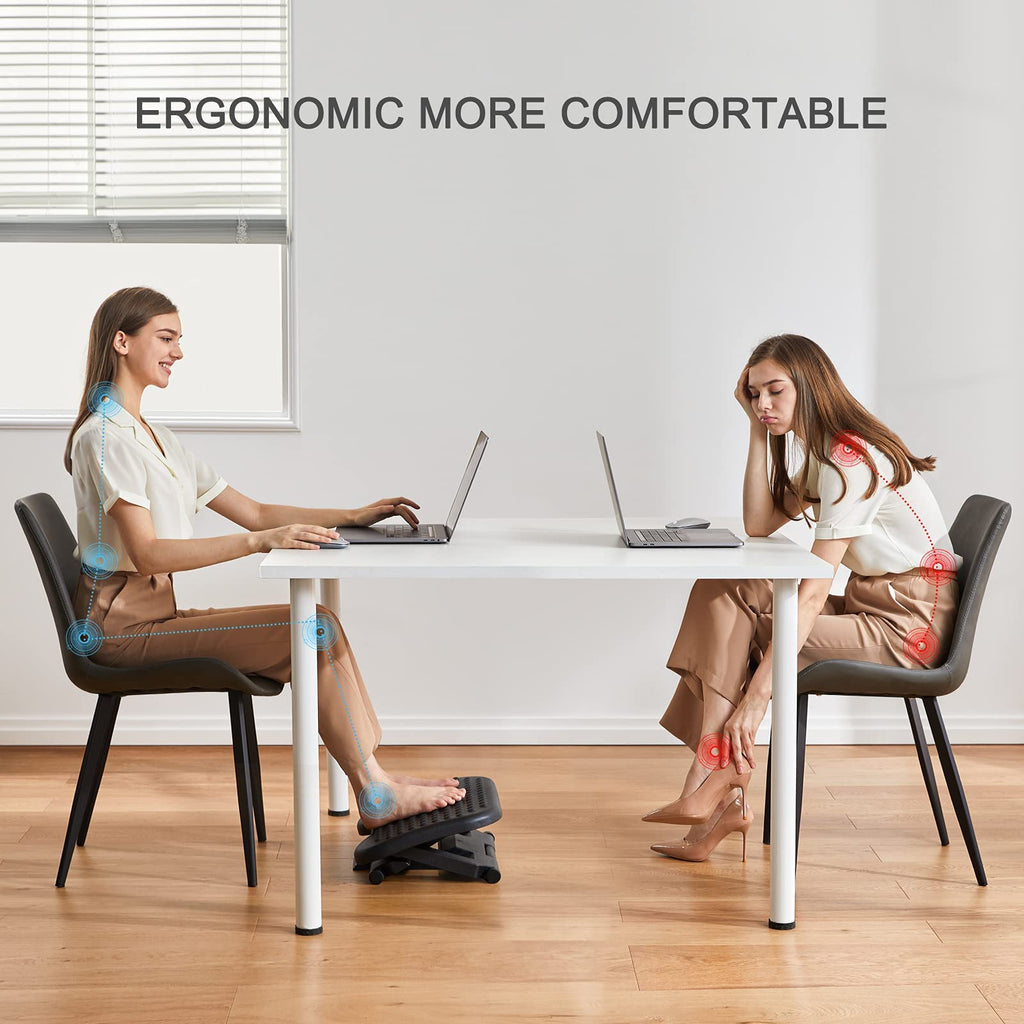 HUANUO Adjustable Footrest Under Desk - Ergonomic Foot Rest with 3 Height Position - 30 Degree Tilt Angle Adjustment for Home, Office, Non-Skid Massage Surface Texture Improves Comfort