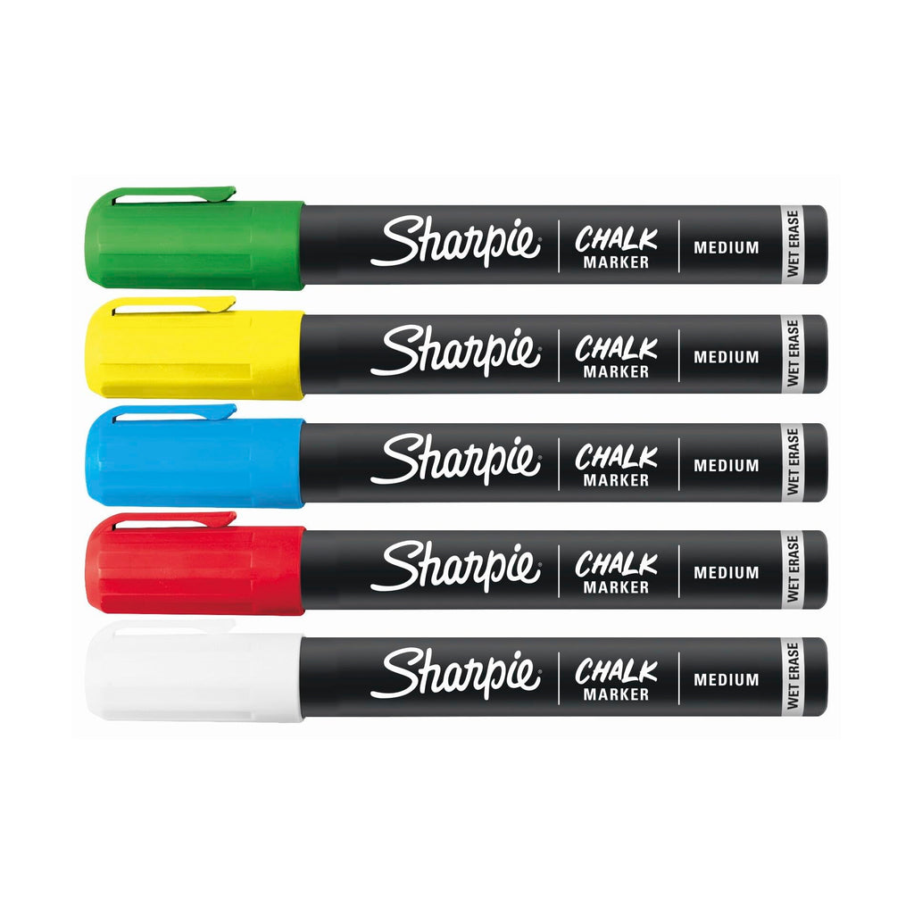 Sharpie Chalk Markers, Wet Erase Markers, Assorted Colours, 5 Count