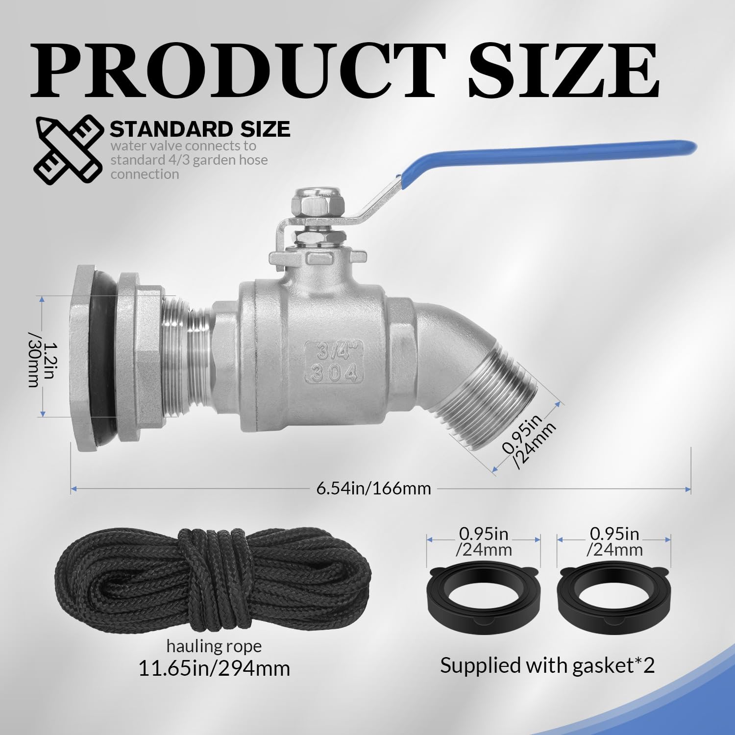 Rain Barrel Spigot Kit 3/4" Stainless Steel Double External Thread Ball Valve+3/4" Garden Hose Bulkhead Fitting for Rain Barrels Aquariums Water Tanks Tubs Pools Spigot