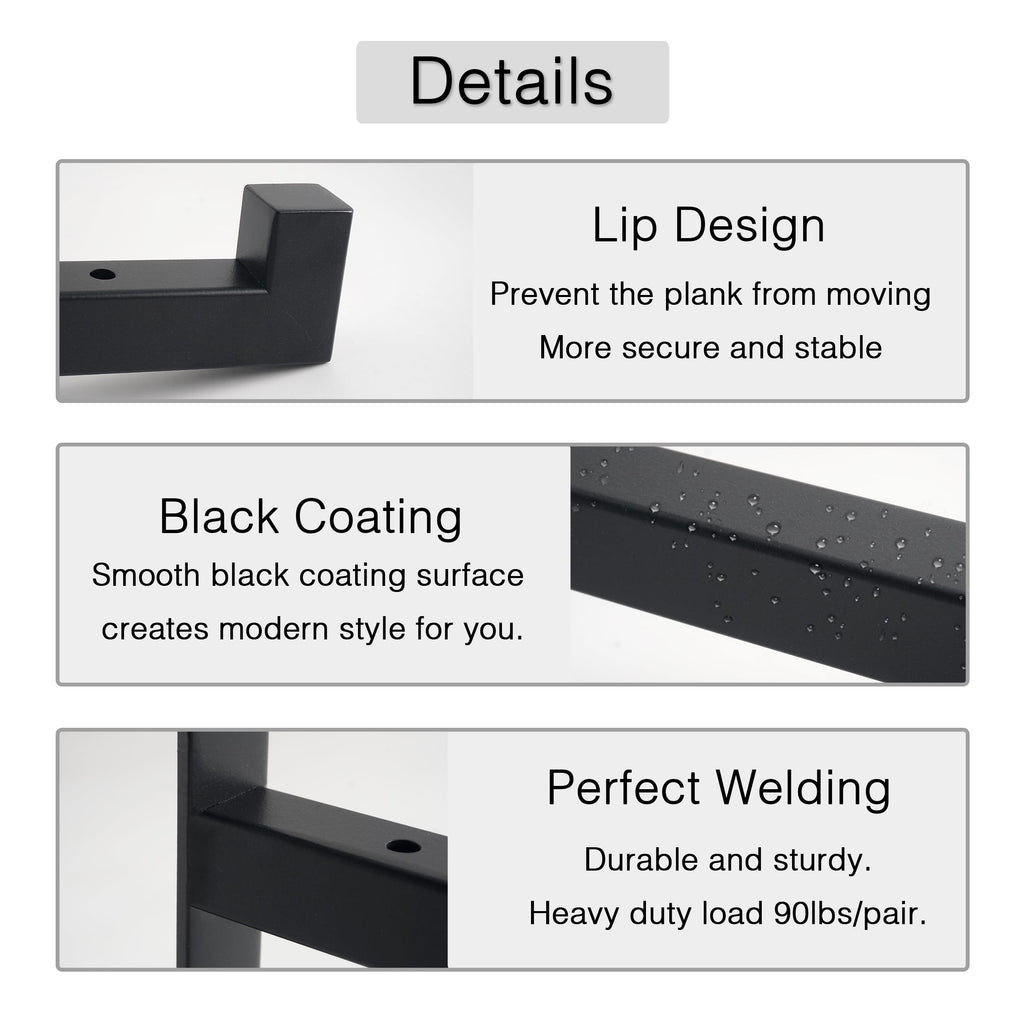 OVOV 2 Pack Heavy Duty Shelf Brackets Wall Mounted Brackets for Shelves Industrial Metal Shelf Supports Black 12 Inch