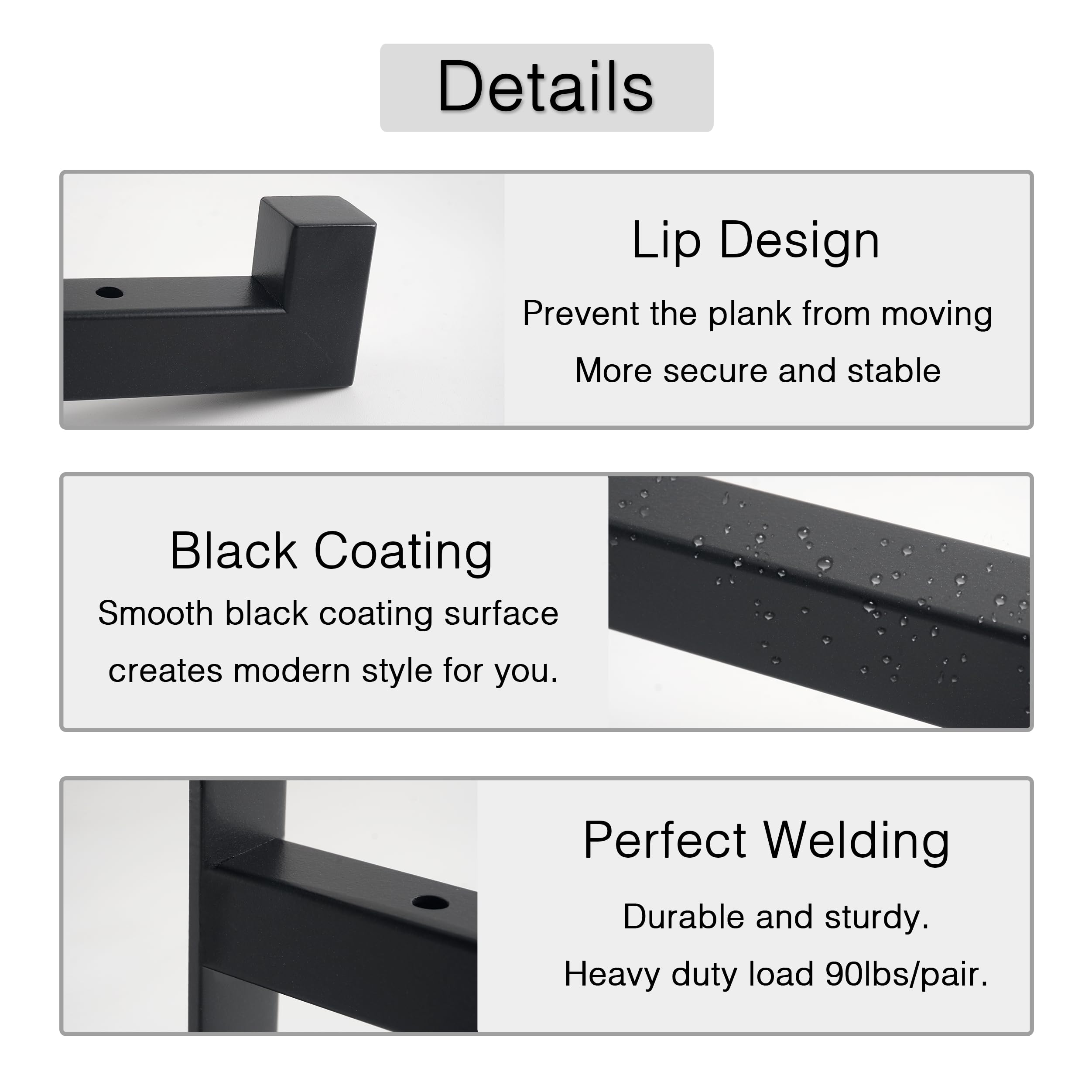OVOV 2 Pack Heavy Duty Shelf Brackets Wall Mounted Brackets for Shelves Industrial Metal Shelf Supports Black 12 Inch