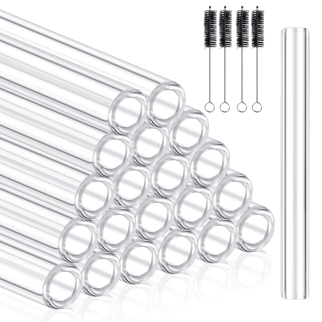 Worldity 30 Pcs 4 Inches Long Glass Blowing Tubes, Clear Glasses Tube for Art DIY, 12mm OD 8mm ID 2mm Thick Wall Glass Borosilicate Blowing Tubes with 6 Cleaning Brush