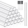 Worldity 30 Pcs 4 Inches Long Glass Blowing Tubes, Clear Glasses Tube for Art DIY, 12mm OD 8mm ID 2mm Thick Wall Glass Borosilicate Blowing Tubes with 6 Cleaning Brush