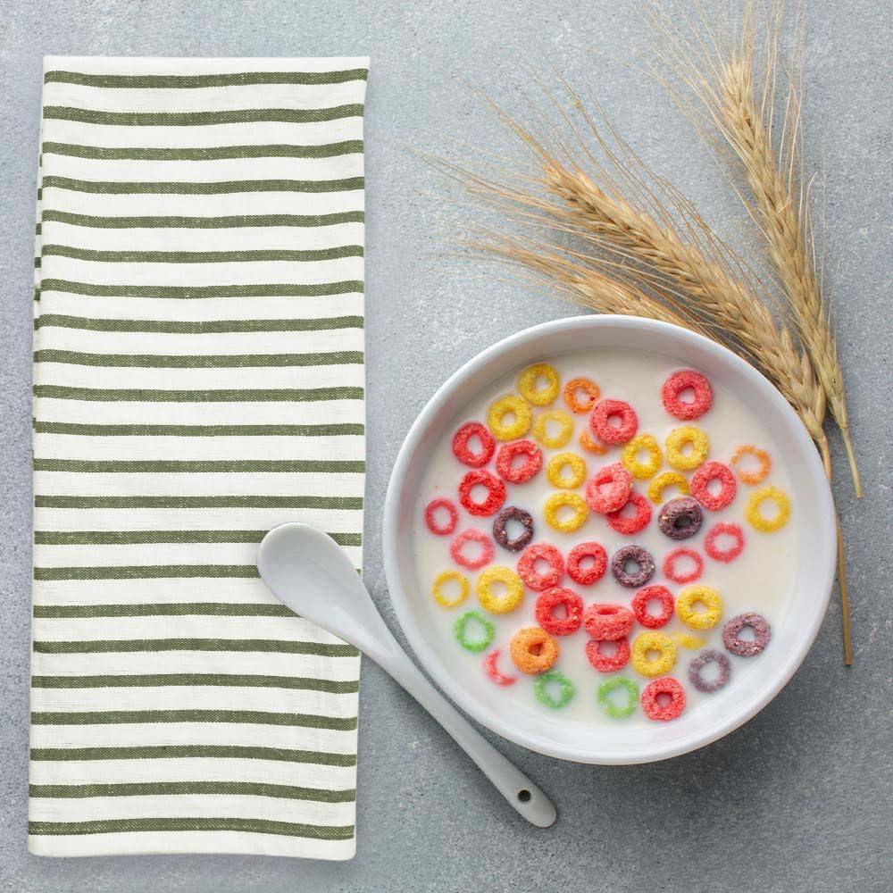 Trade Fountain Kitchen Towels - Pack of 5 Dish Towels for Kitchen Accessories - 19 x 27 INCHES Extra Large Highly Absorbent Dish Cloth - Reusable Hand Towels - 100% Pure Cotton Fabric (Olive)