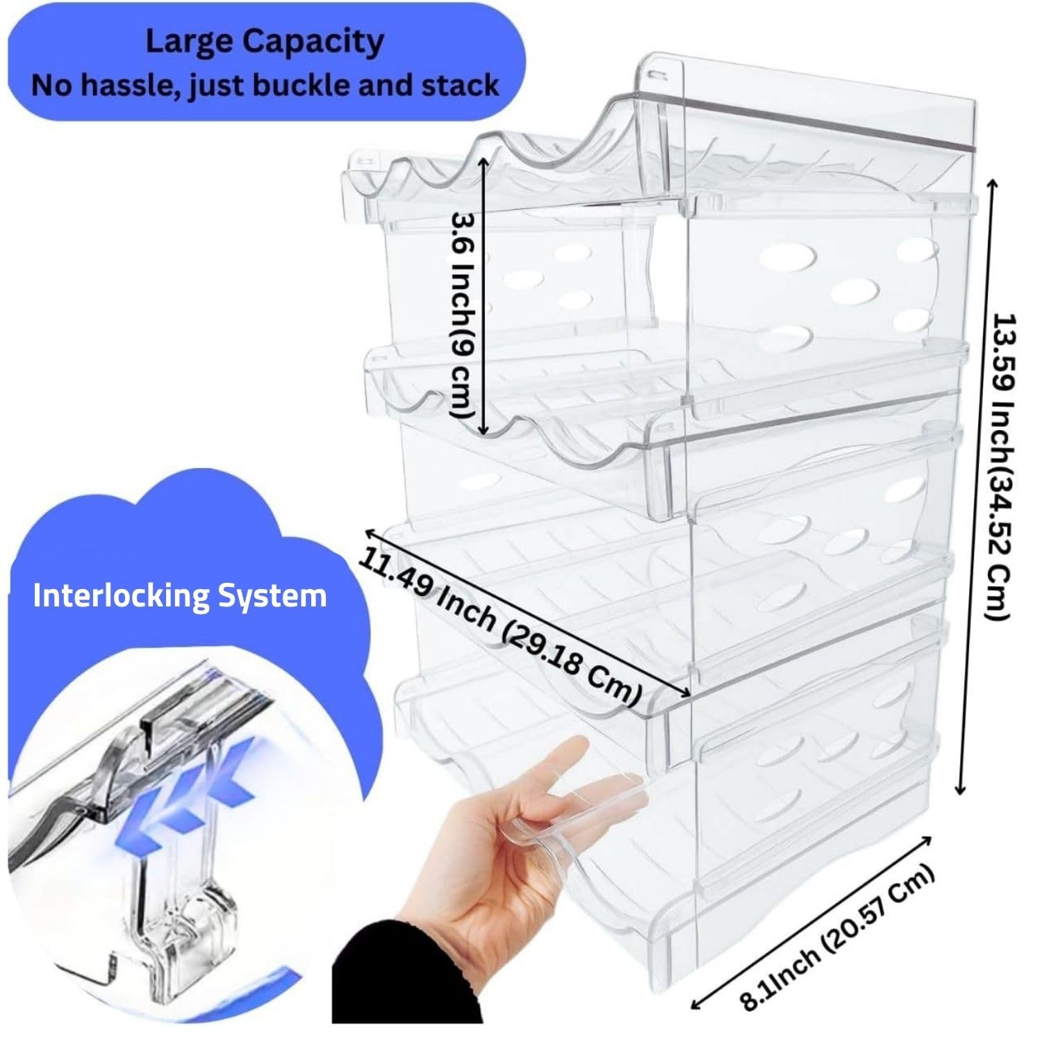 Water Bottle Organizer for Fridge –Versatile Stackable Water Bottle Holder & Storage Rack for Pantry, Cabinet, Counter or Water Bottle Organizer for Kitchen & RV Includes Two Cleaning Towels