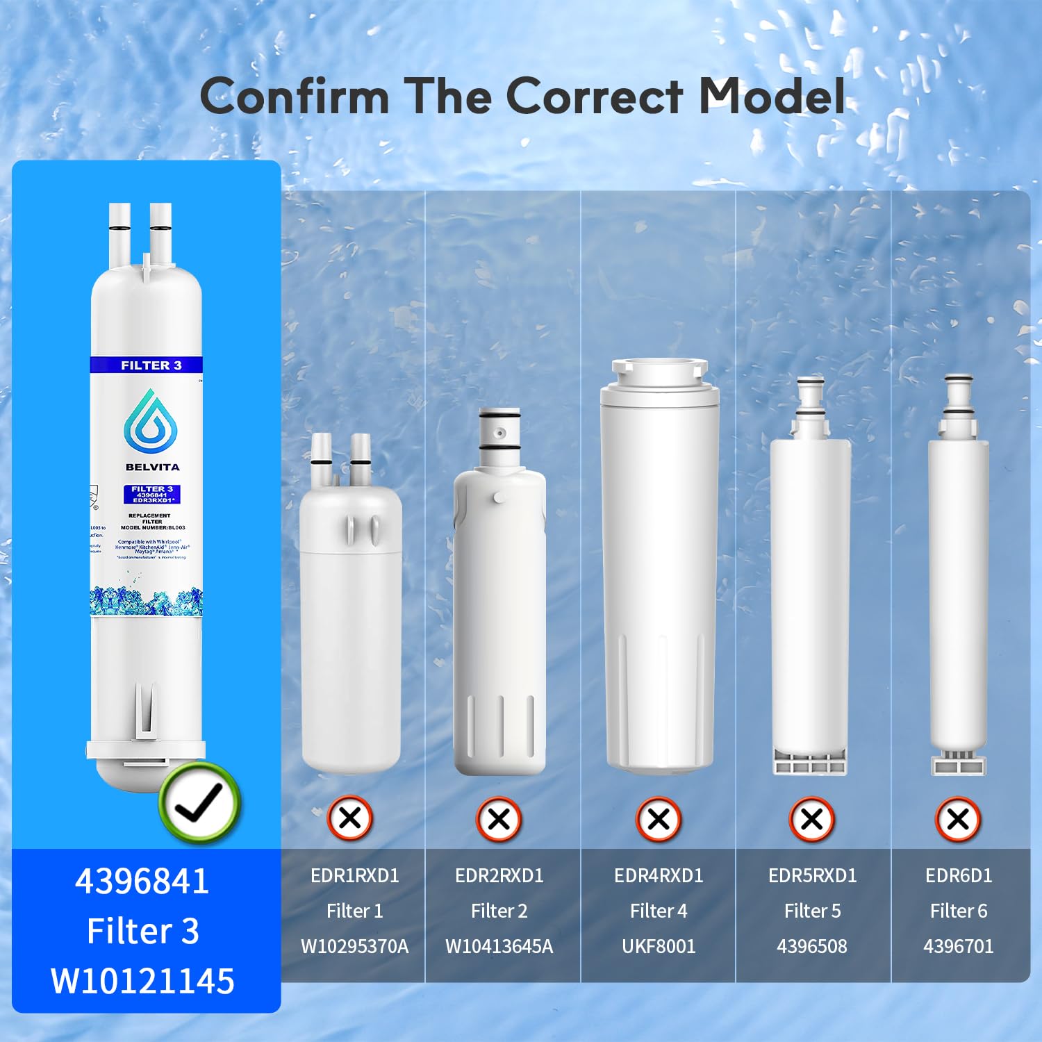 Ice Refrigerator Water Filter 3 Compatible with Kenmore 9083 9030-White(3pcs)
