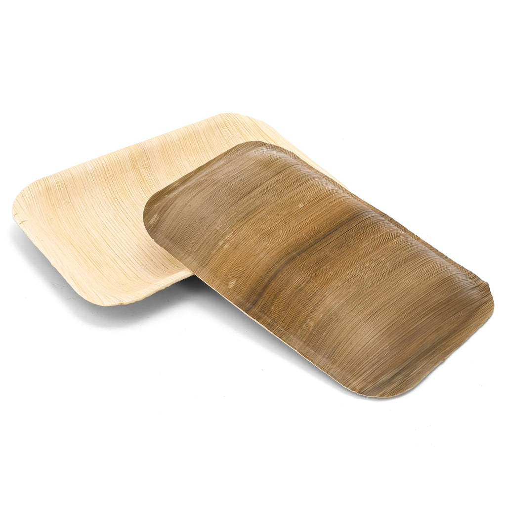Cididu 35 Pack Palm Leaf Plates Disposable, 6x9 Inch Bamboo Like Plate Rectangle Trays, Mini Charcuterie Board Appetizer Serving Plates for Cheese Dessert Party Wedding BBQ Picnic, Microwave Safe