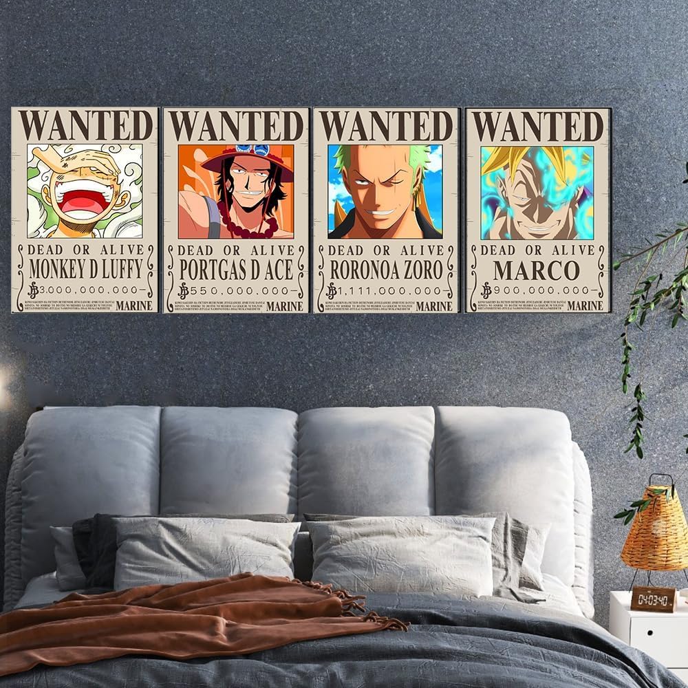 TYZZHOA Anime [OP] Wanted Posters 30×21cm, New Bounty Edition, Straw Hat Pirates Crew Zoro, Sanji, Nika Luffy 3 Billion, a Set of 35PCS