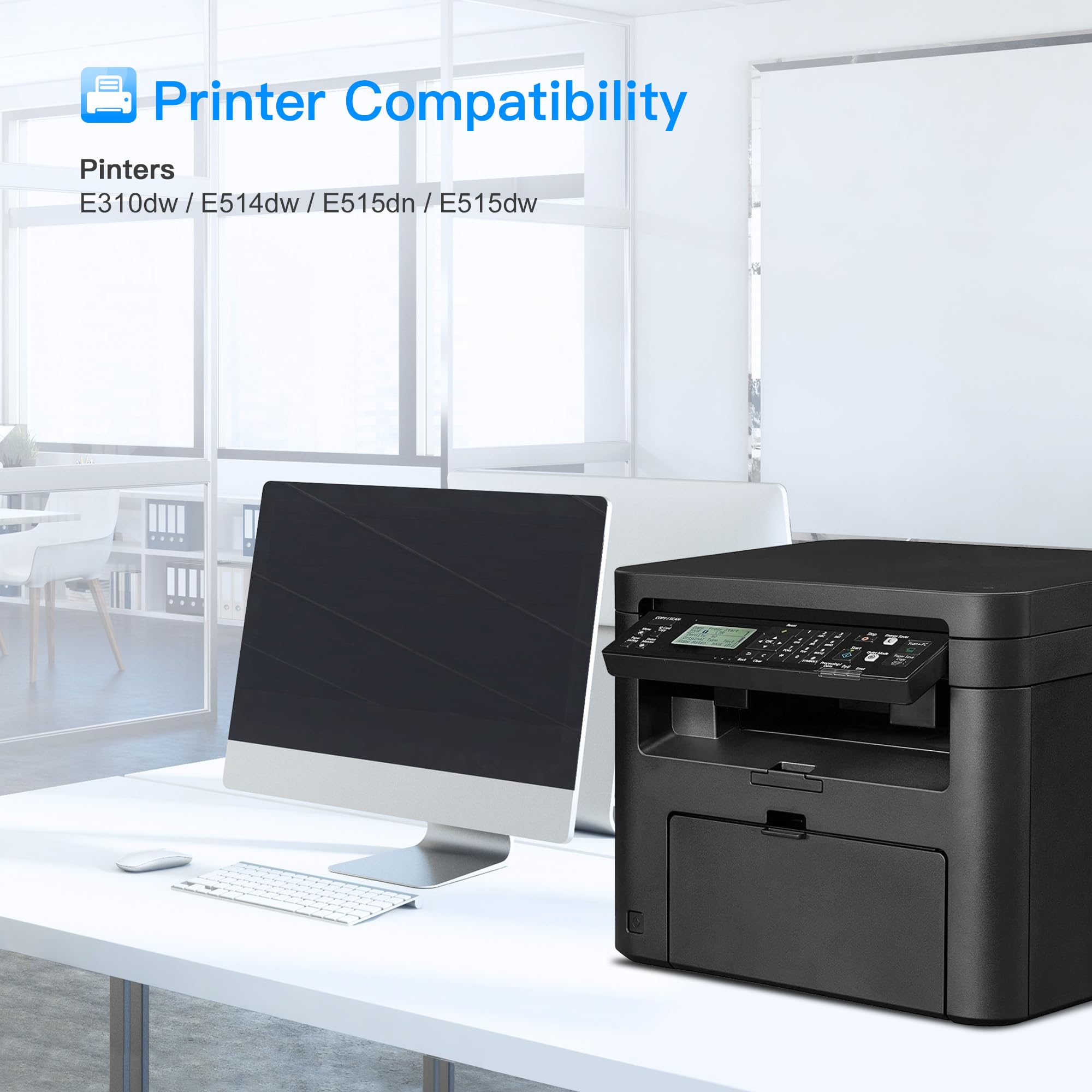 LxTek Compatible Toner Cartridge Replacement for Dell E310dw P7RMX PVTHG 593-BBKD E310 E514 E515 to use with Wireless Monochrome E310dw E515dw E514dw E515dn Printer(2 Black, High Yield 2600 Pages)