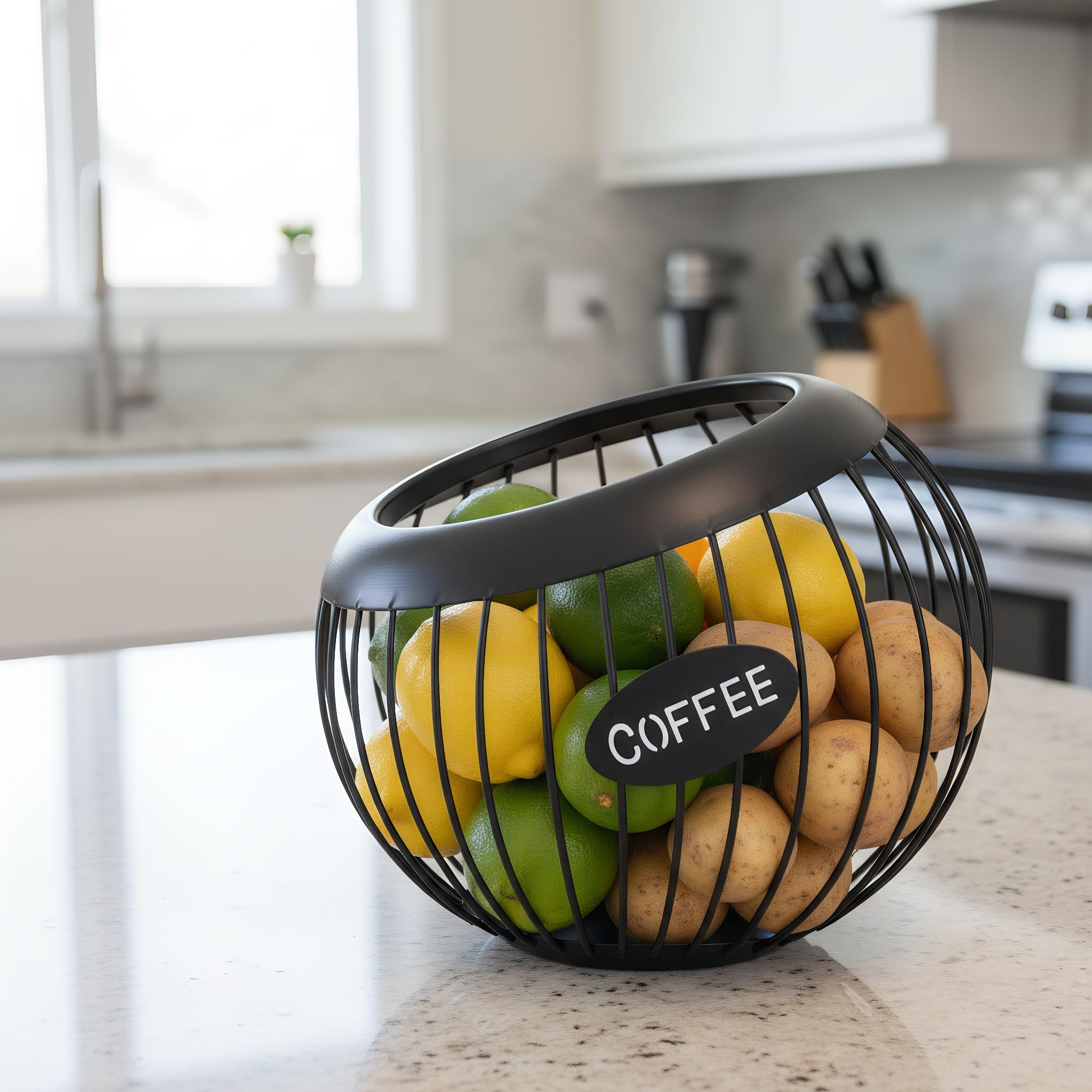 TOPZEA Coffee Pod Holder, Large Capacity K Cup Holder Metal Coffee Capsule Storage Basket, Espresso Pods Organizer for Counter, Bar Station Accessories