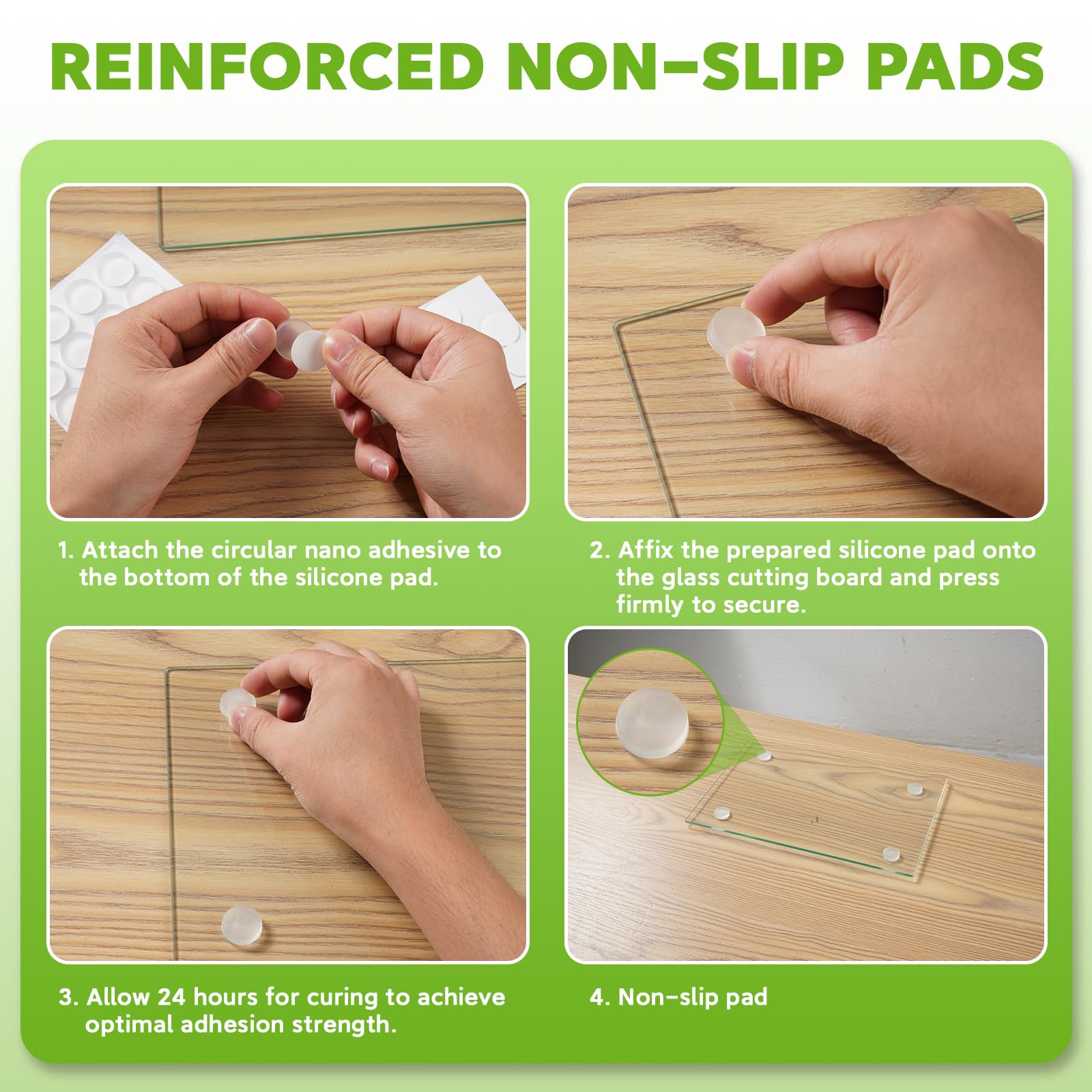 Tempered Glass Cutting Board for Kitchen, 2PCS Glass Chopping Board for Countertop, Clear Cutting Board with Rubber Feet, Shatter-Resistant, Heat Resistant, Easy to Clean (2PCS - 12"x16" & 12"x8")
