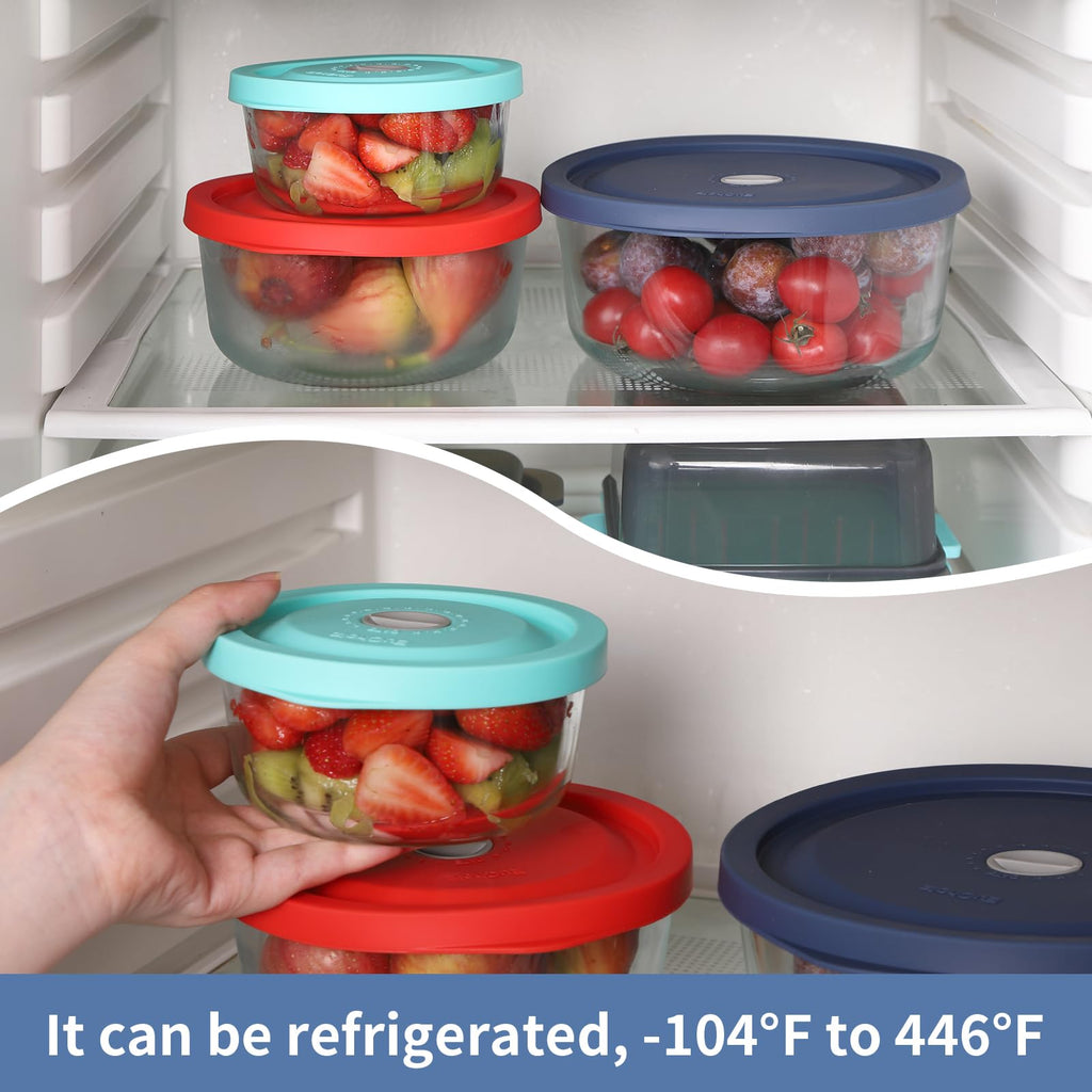 EuChoiz Silicone Storage Cover Lids Replacement for Pyrex 7402-PC 7 Cup and Anchor Hocking Glass Bowls Round Mixing Containers 2 Pack Dark Blue