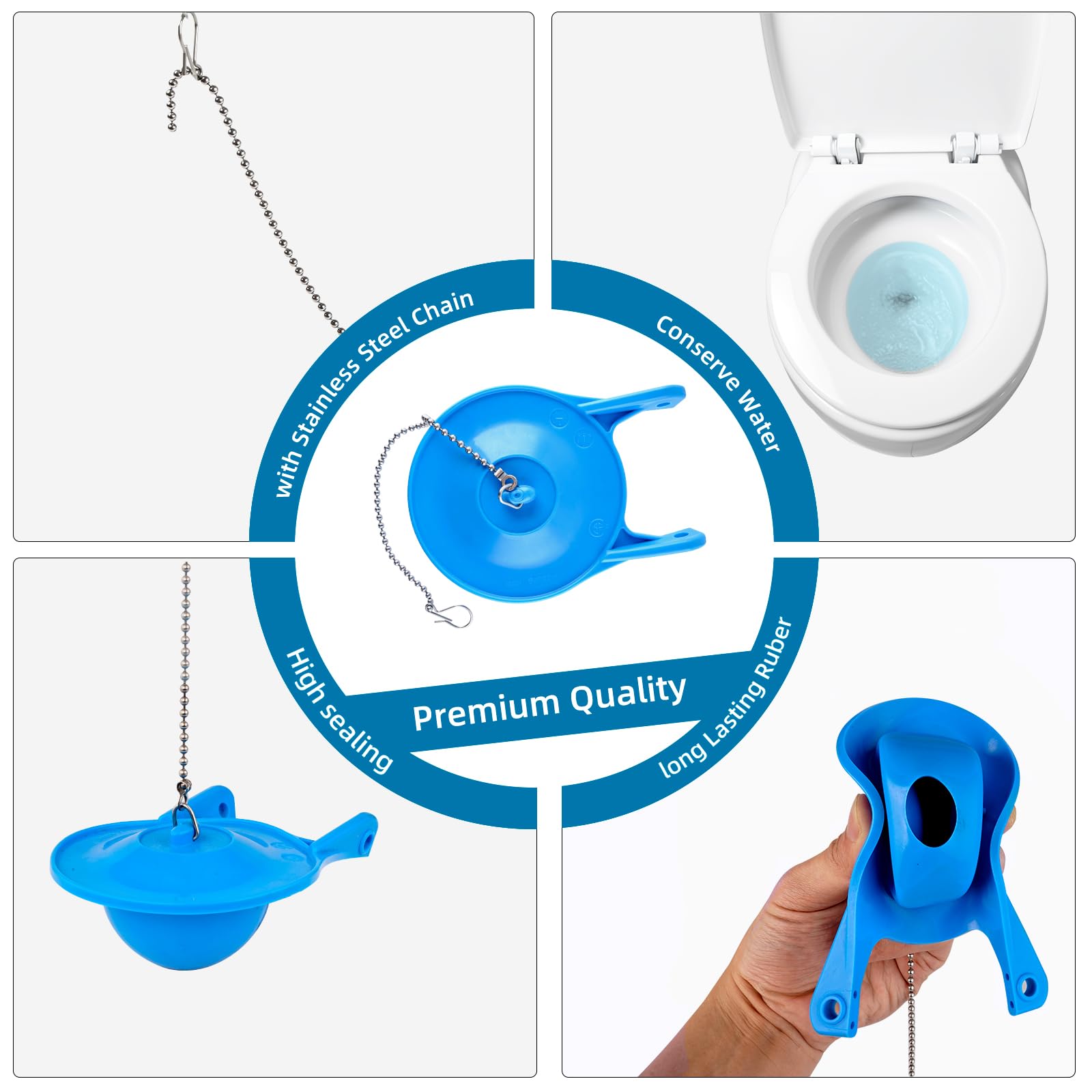 Toilet Flapper Replacement, Compatible with Gerber 99-788, 3 Inch Flapper Replacement Water Saving, High Performance, Easy to Install by Hibbent- Blue Color