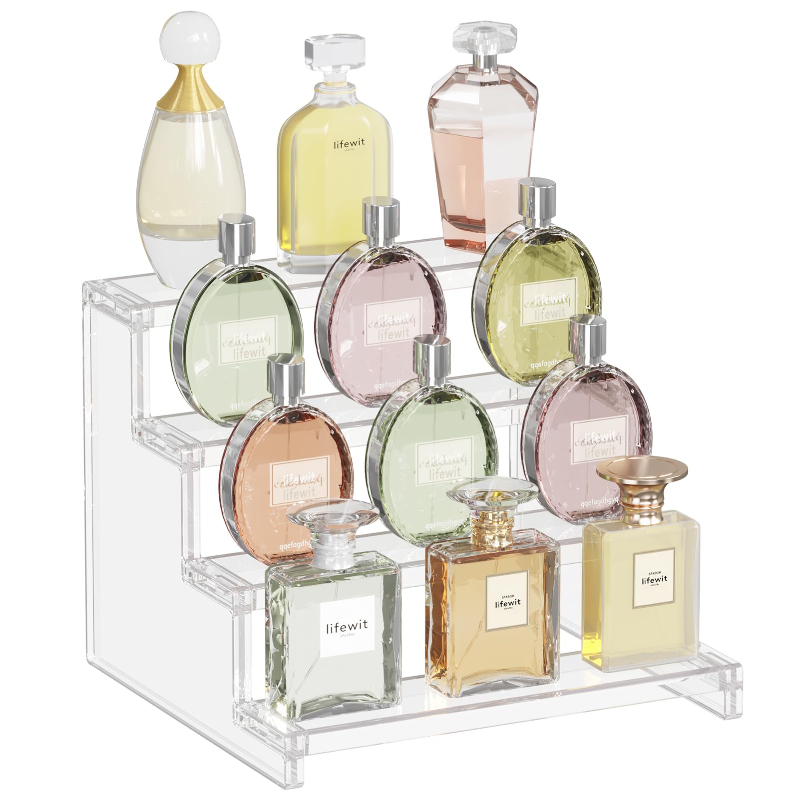 Lifewit 4 Tier Perfume Organizer, Clear Fragrance Shelf, Acrylic Display Stand for Cupcake, Desserts, Figurines, Makeup, Display Risers Holders for Holiday, Birthday, Party Organizer Decor,1 Pack
