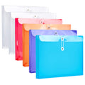 FANWU Plastic Letter Size Envelopes with Button & String Tie Closure, 1-1/6" Expansion, Side Load, Clear Poly Reusable File Folders Project Paper Documents Organizer for Office School Home