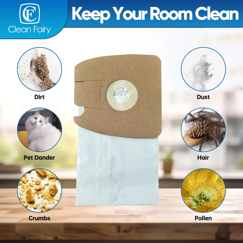 15Pack CF Clean Fairy Vacuum Cleaner Bags Compatible with Eureka Mighty Mite 3670 and 3680 Canister models Replacement for Eureka MM 60295A 60295B