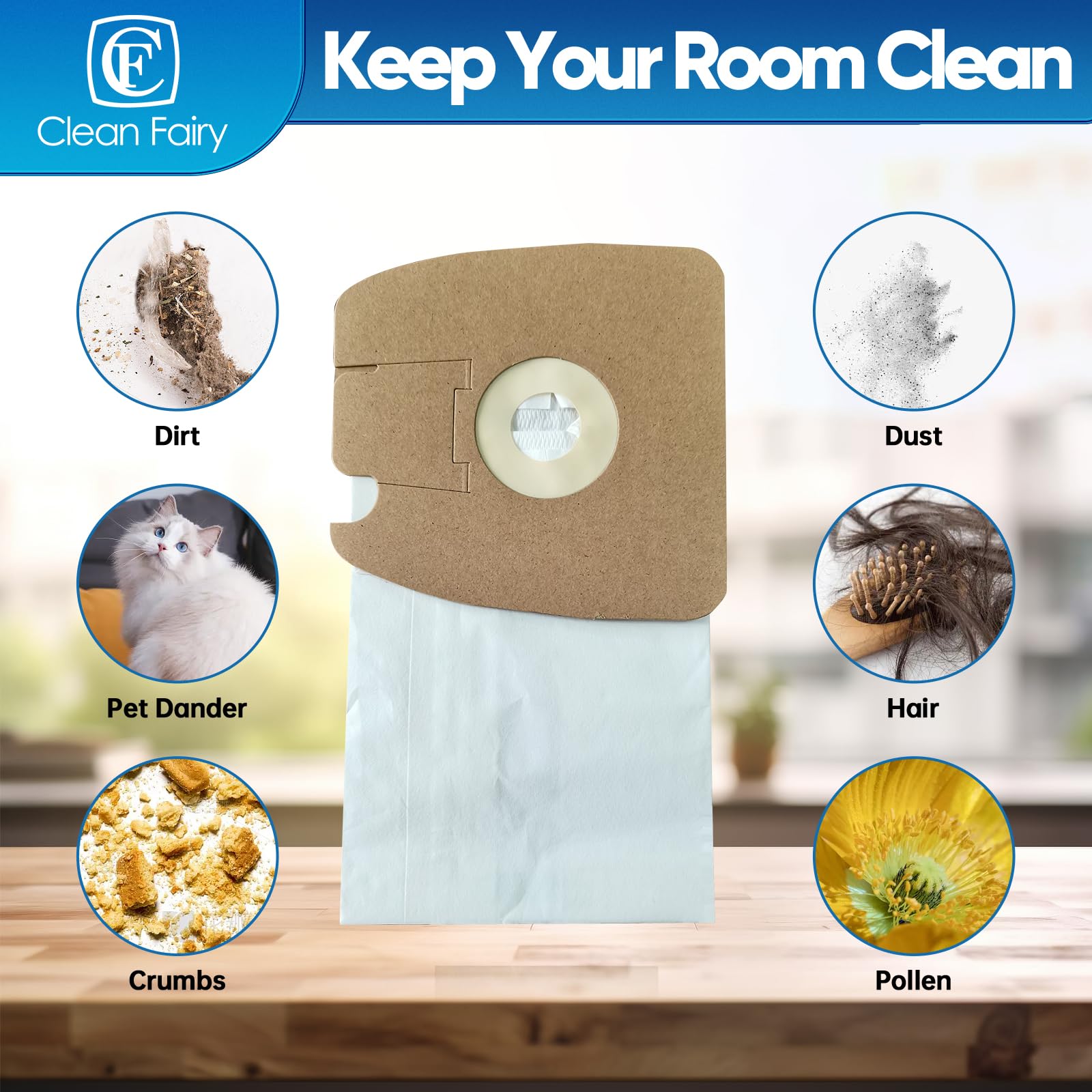 15Pack CF Clean Fairy Vacuum Cleaner Bags Compatible with Eureka Mighty Mite 3670 and 3680 Canister models Replacement for Eureka MM 60295A 60295B